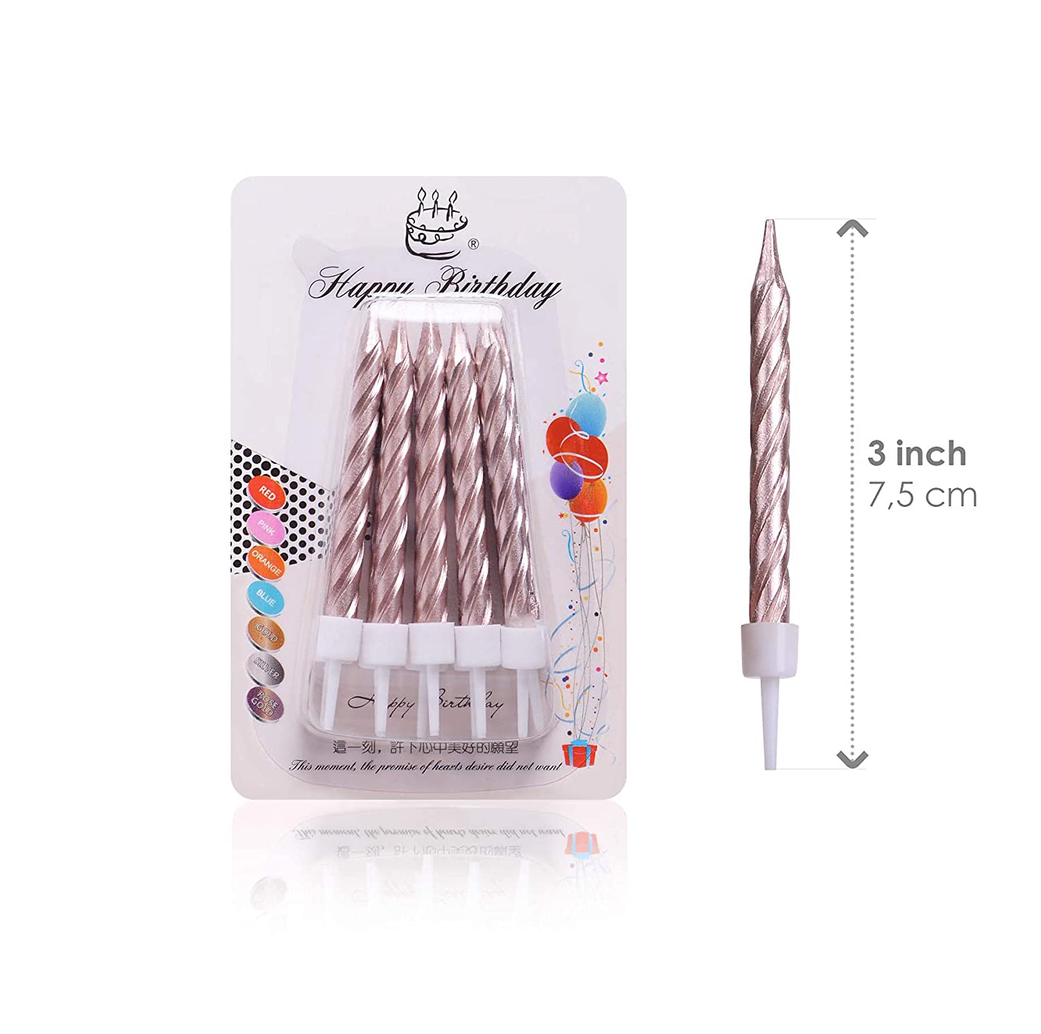 SHATCHI 10pcs Spiral Rose Gold Birthday Candles - Elegant Cake Toppers for Anniversary, Wedding & Party Decorations - Perfect for Romantic Celebrations & Special Occasions