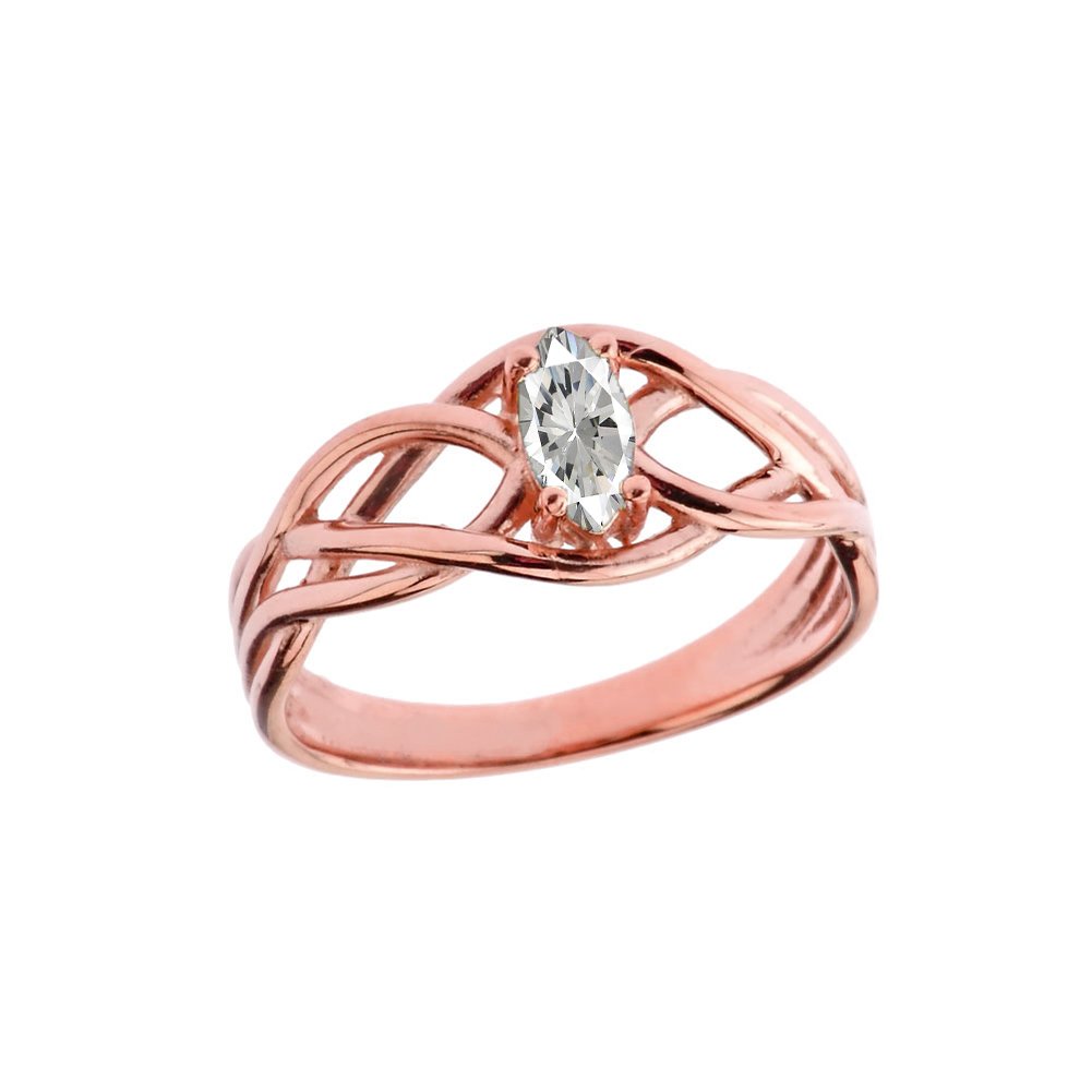 10k Rose Gold CZ Celtic Knot Engagement & Promise Ring for Women - Size 11 | Elegant Wedding, Anniversary & Romantic Gift for Her | Perfect for Proposals, Vows & Special Occasions
