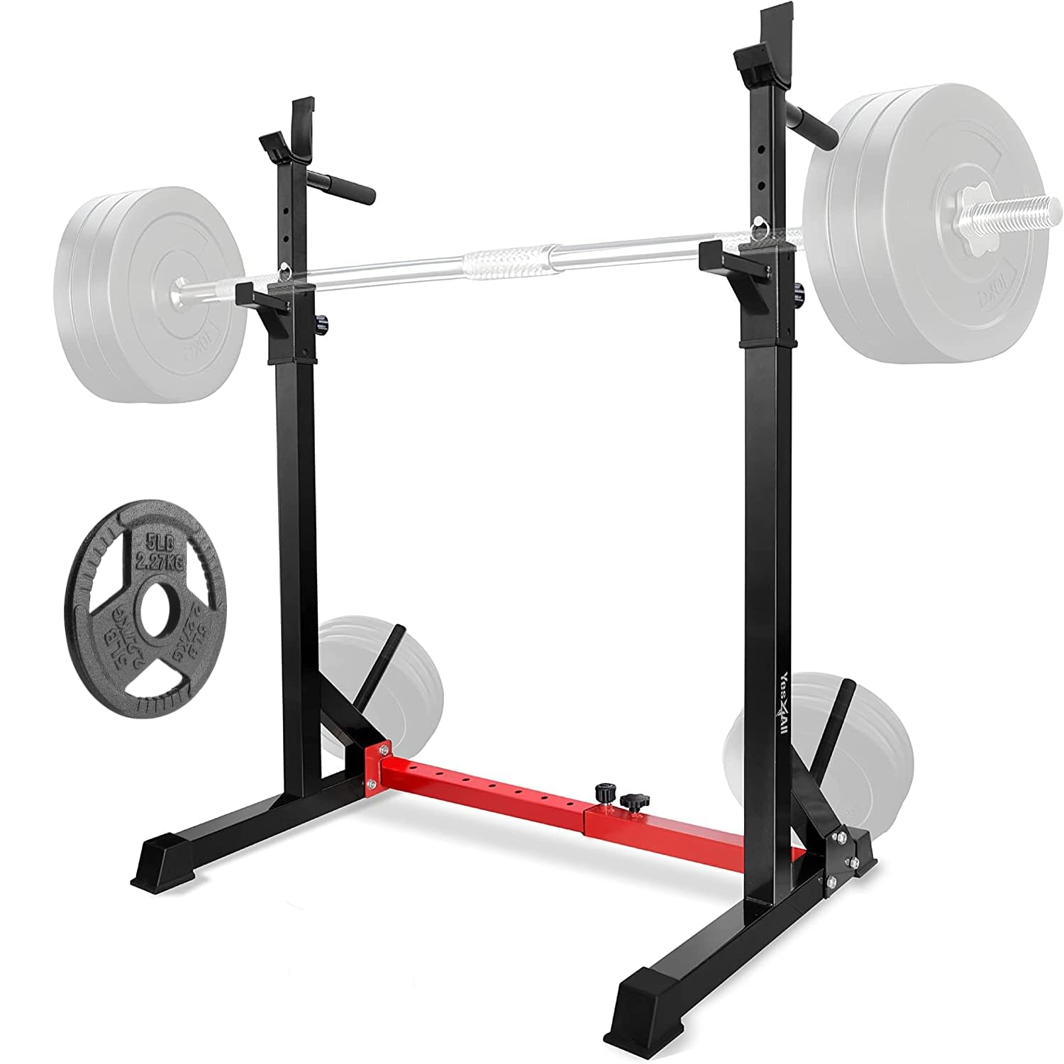 Yes4All Adjustable Squat Rack for Home Gym - 600LB Capacity Barbell Stand with Dip Bars & Weight Plate Storage | Perfect for Bench Press, Weight Lifting & Strength Training in Home Workouts