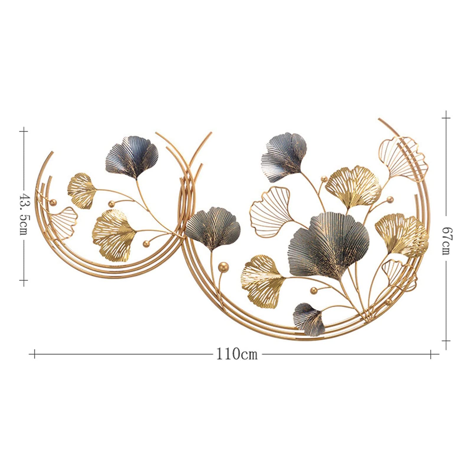 MLSJM Golden Ginkgo Leaf Metal Wall Art - Handcrafted Iron Sculpture Decor for Living Room, Bedroom, Study & Hotel - Elegant Indoor/Outdoor Wall Decor for Home & Office Spaces