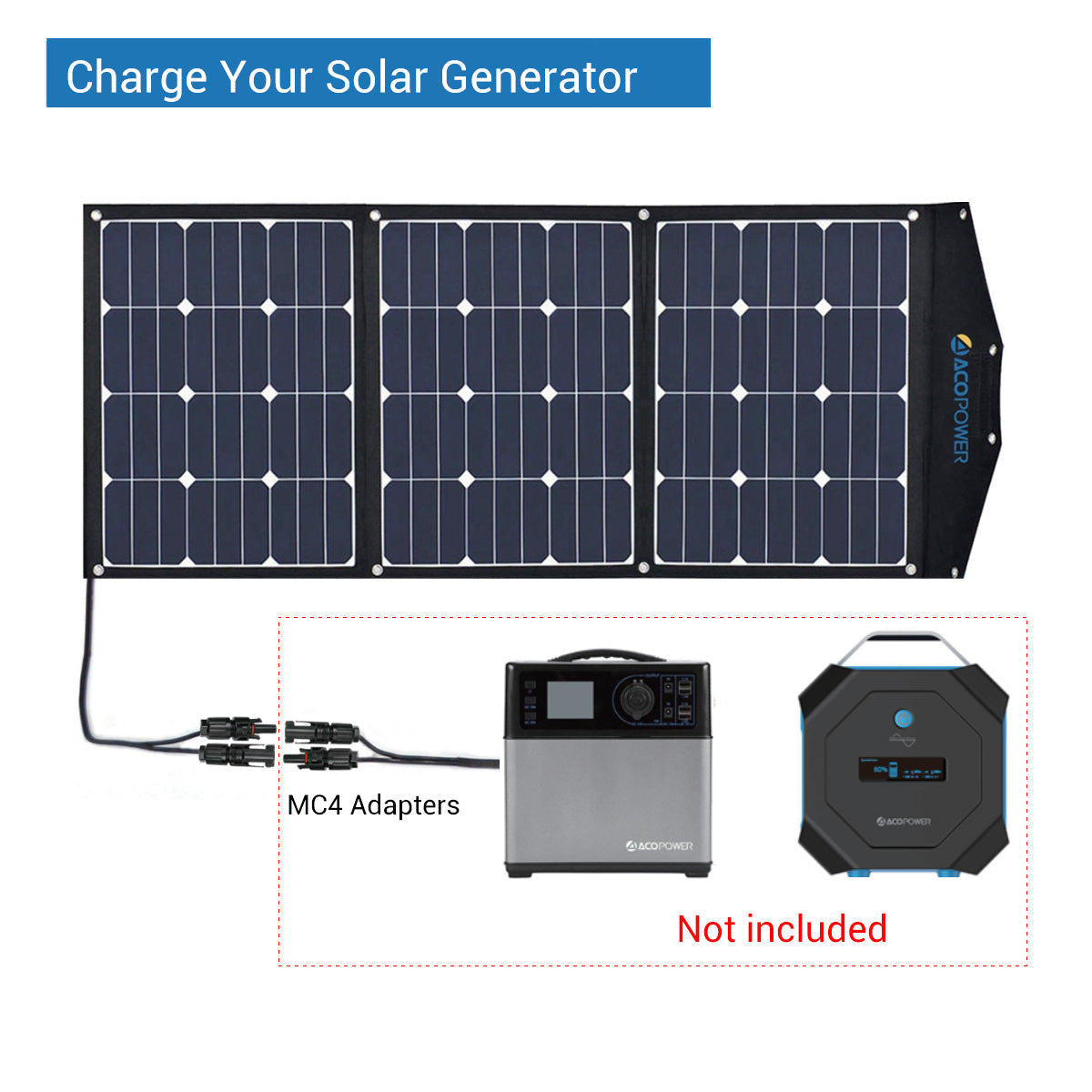 Acopower 90W Foldable Solar Panel Kit - Lightweight Portable Suitcase for Camping, RV, and Off-Grid Power