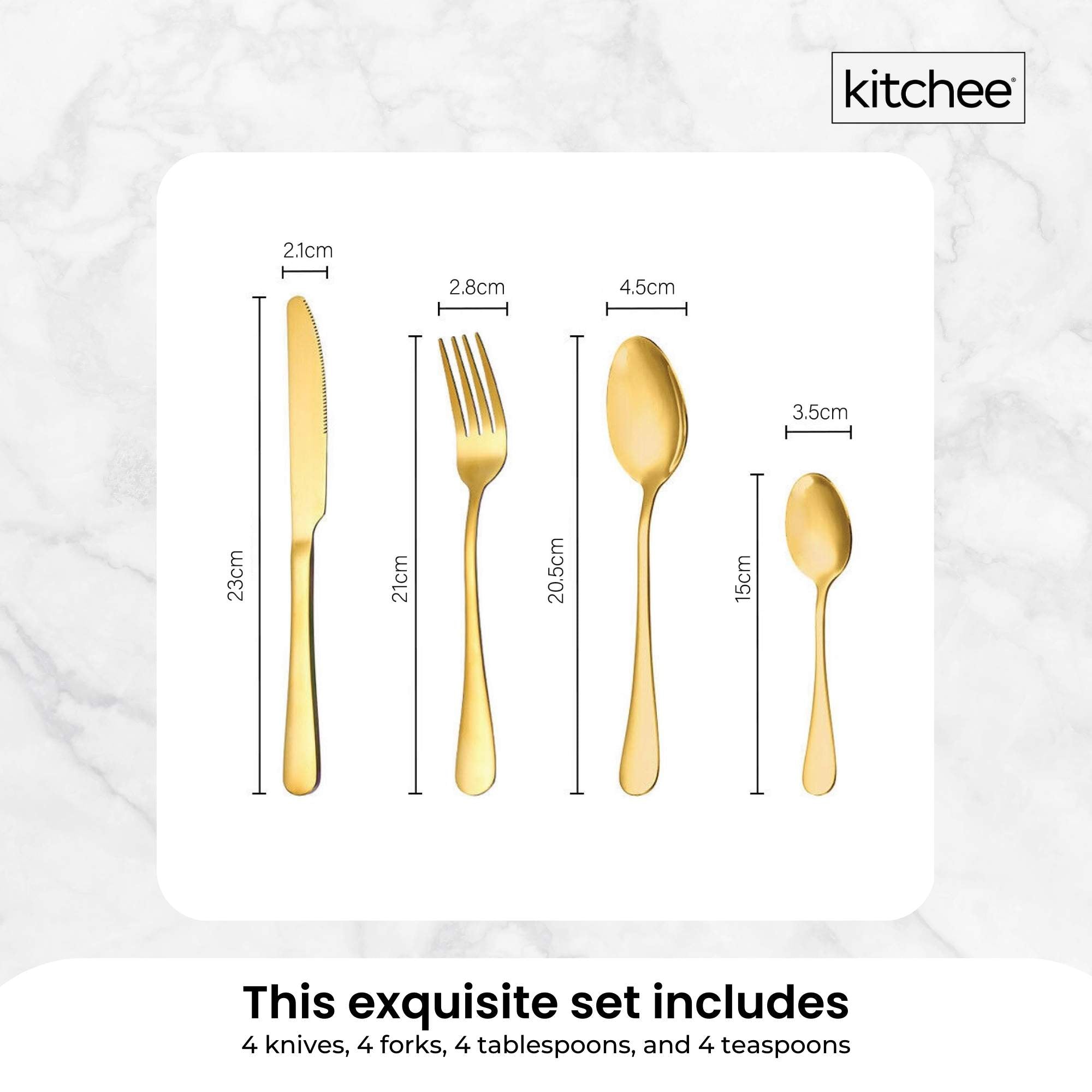 16-Piece Gold Cutlery Set - Stainless Steel Flatware with Knife, Fork & Spoon in Gift Box - Perfect for Weddings, Parties & Elegant Dining