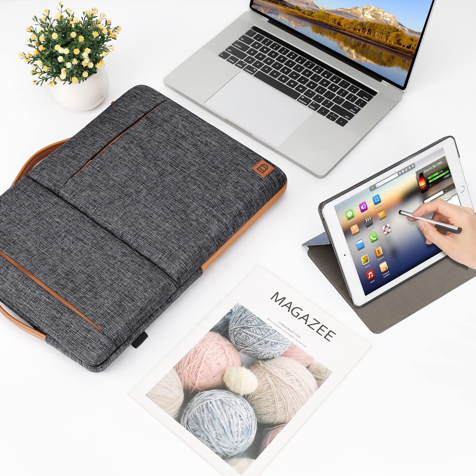 DOMISO 10.1 Inch Tablet Sleeve Shoulder Bag - Water Resistant Laptop Briefcase for iPad Pro 9.7/10.5/11 inch, iPad Air, Surface Go, Lenovo Yoga Book - Perfect for Work, Travel & School Commute