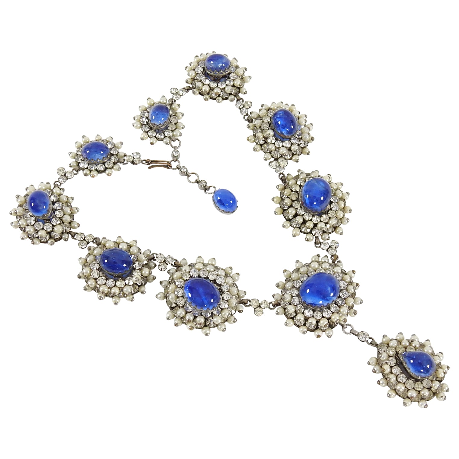 Balenciaga Goossens Vintage 1950's Faux Pearl Necklace - Elegant Glass Bead Statement Jewelry for Women, Perfect for Parties, Weddings & Special Occasions