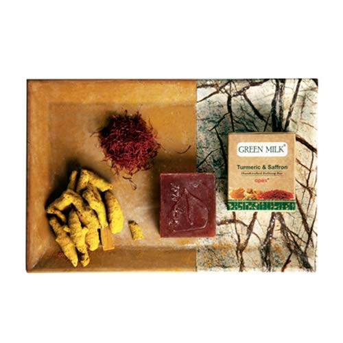 Organic Green Milk Turmeric & Saffron Handmade Soap Bar - Natural Skin Brightening & Moisturizing - Pack of 3 - Perfect for Spa Day, Gift Sets & Sensitive Skin Care