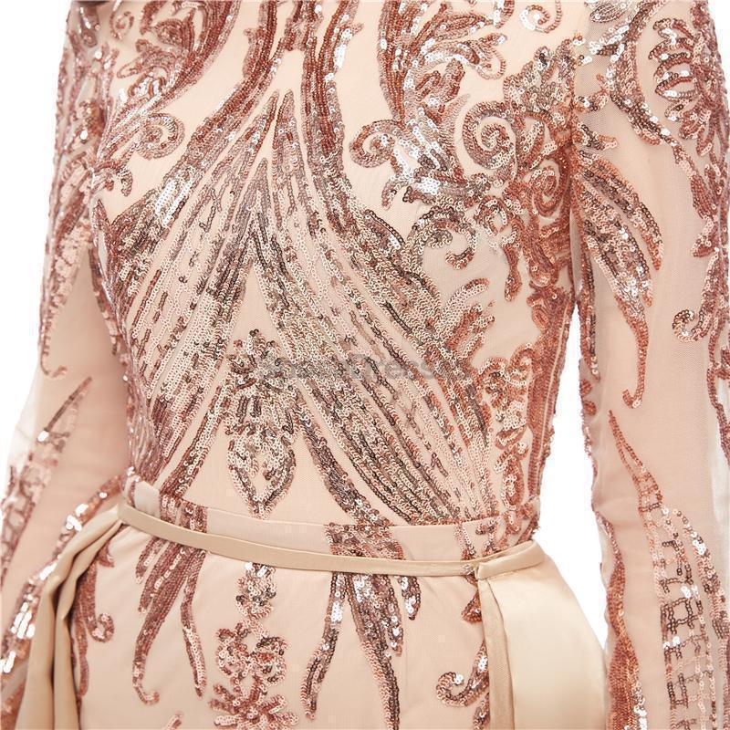 Sparkly Sequin Long Sleeve Detachable Prom Dress for Evening Party - Elegant Formal Gown for Homecoming, Ball, Quinceañera & Special Occasions