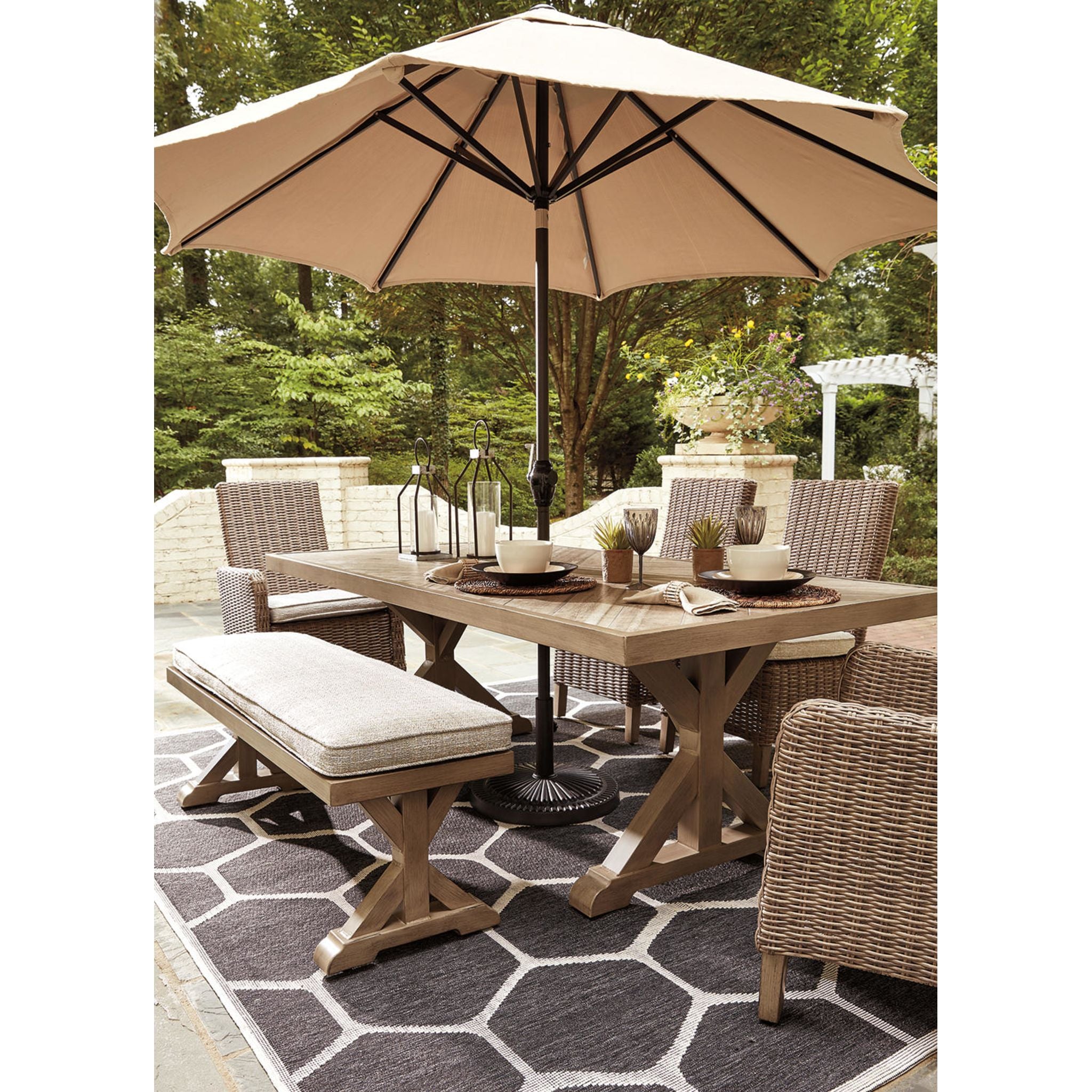 Beachcroft 7-Piece Outdoor Patio Dining Set - Durable Wicker Furniture for Backyard, Garden, Poolside & Deck - Weather-Resistant Table & Chairs for Entertaining Guests