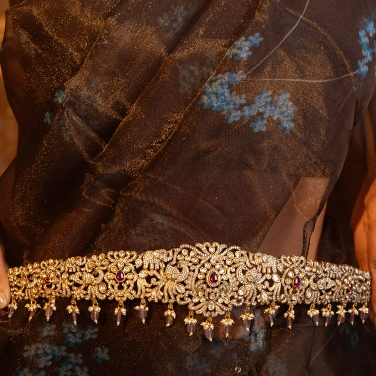 Effie Nakshatra CZ Waistband - Elegant Rhinestone Belly Dance Belt for Women, Perfect for Costumes, Performances & Special Occasions
