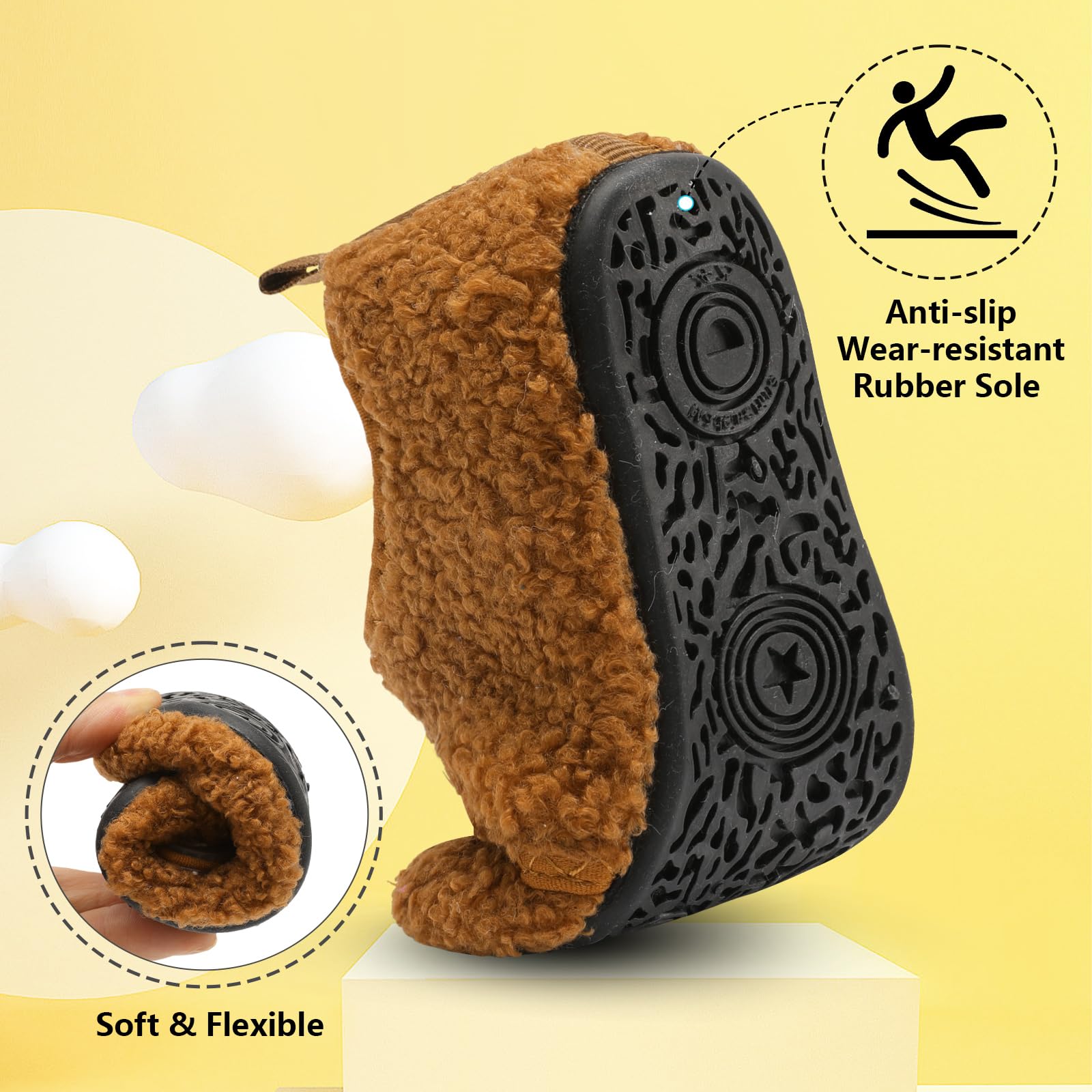 FEETCITY Warm Toddler House Slippers for Boys & Girls - Cozy Winter Indoor Home Shoes with Non-Slip Soles - Perfect for Playtime, Nursery & Family Time at Home
