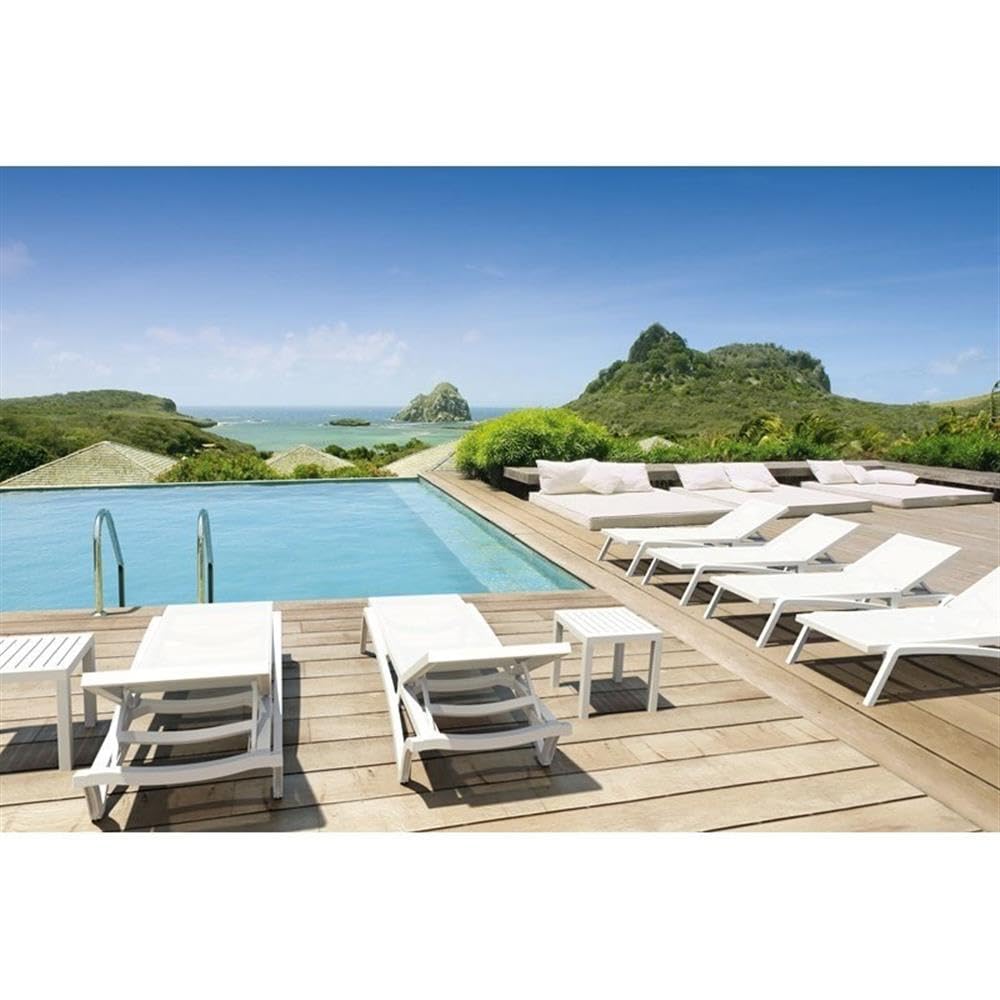 White 2-Piece Square Resin Patio Side Table Set by Home Square - Perfect for Outdoor Lounging, Poolside Relaxation & Garden Decor