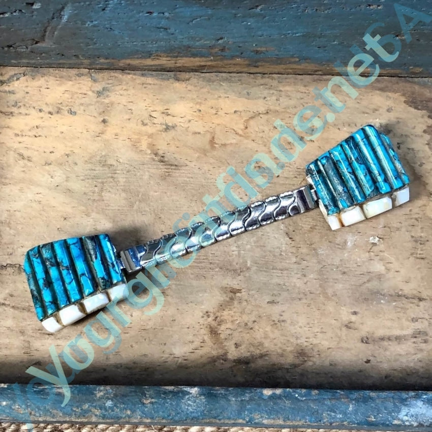 Authentic 925 Sterling Silver Turquoise Alabaster Watch Band - Handcrafted Native American Ponca Tribe Bear Design - Perfect for Casual, Boho & Festival Outfits