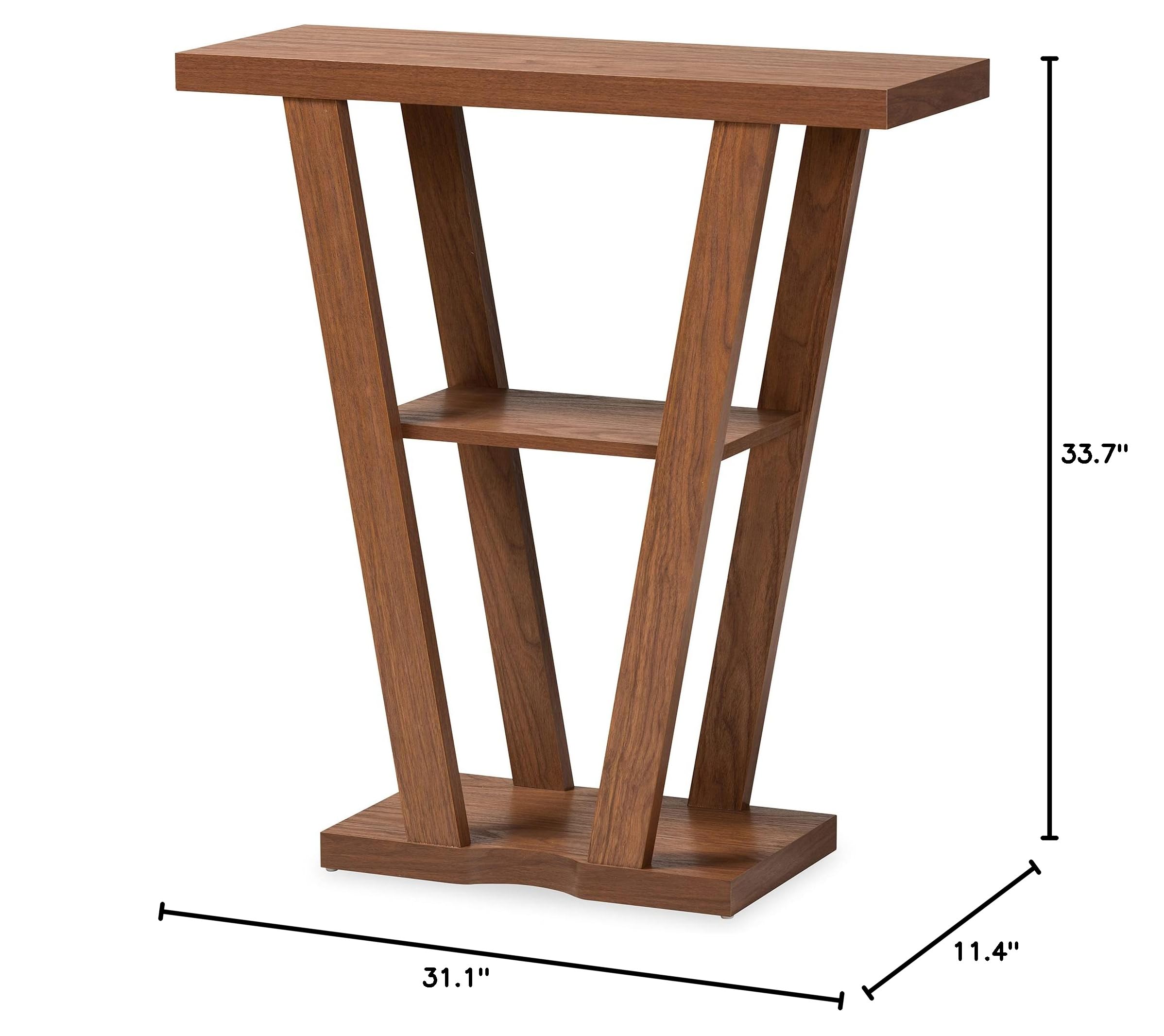 Baxton Studio Boone Console Table - Solid Wood Entryway Table, Walnut Brown Finish - Perfect for Hallway, Living Room & Home Decor