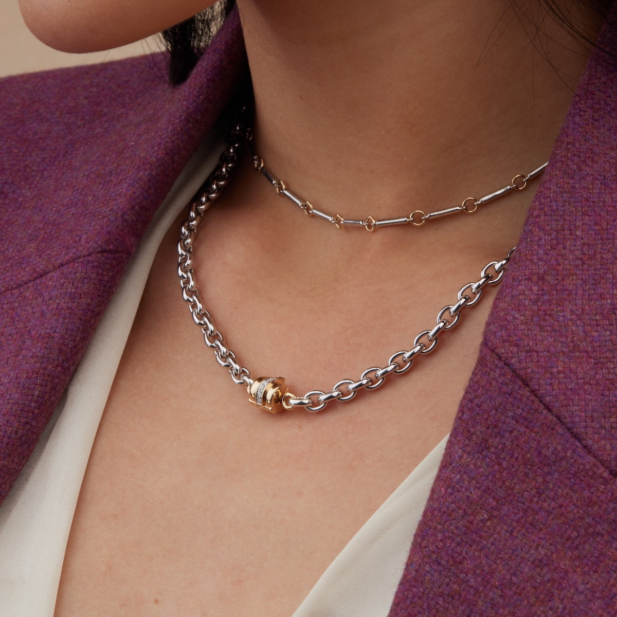 Two Tone Sloan Necklace - Elegant Gold & Silver Layered Pendant for Women | Perfect for Everyday Wear, Date Nights & Special Occasions