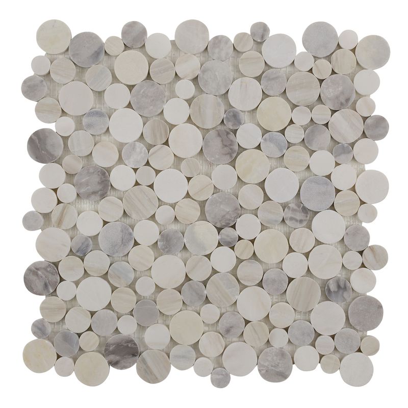 Natural Blend Sliced Circles Stone Mosaic Tile - Perfect for Kitchen Backsplash, Bathroom Wall, and Fireplace Accent Decor