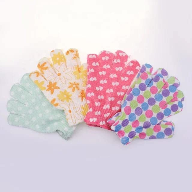 WBC WORLDBEAUTYCARE 4-Pack Exfoliating Bath Gloves for Spa & Massage - Body Scrubber & Skin Cleaner (Random Colors) - Perfect for Shower, Exfoliation & Dry Brushing