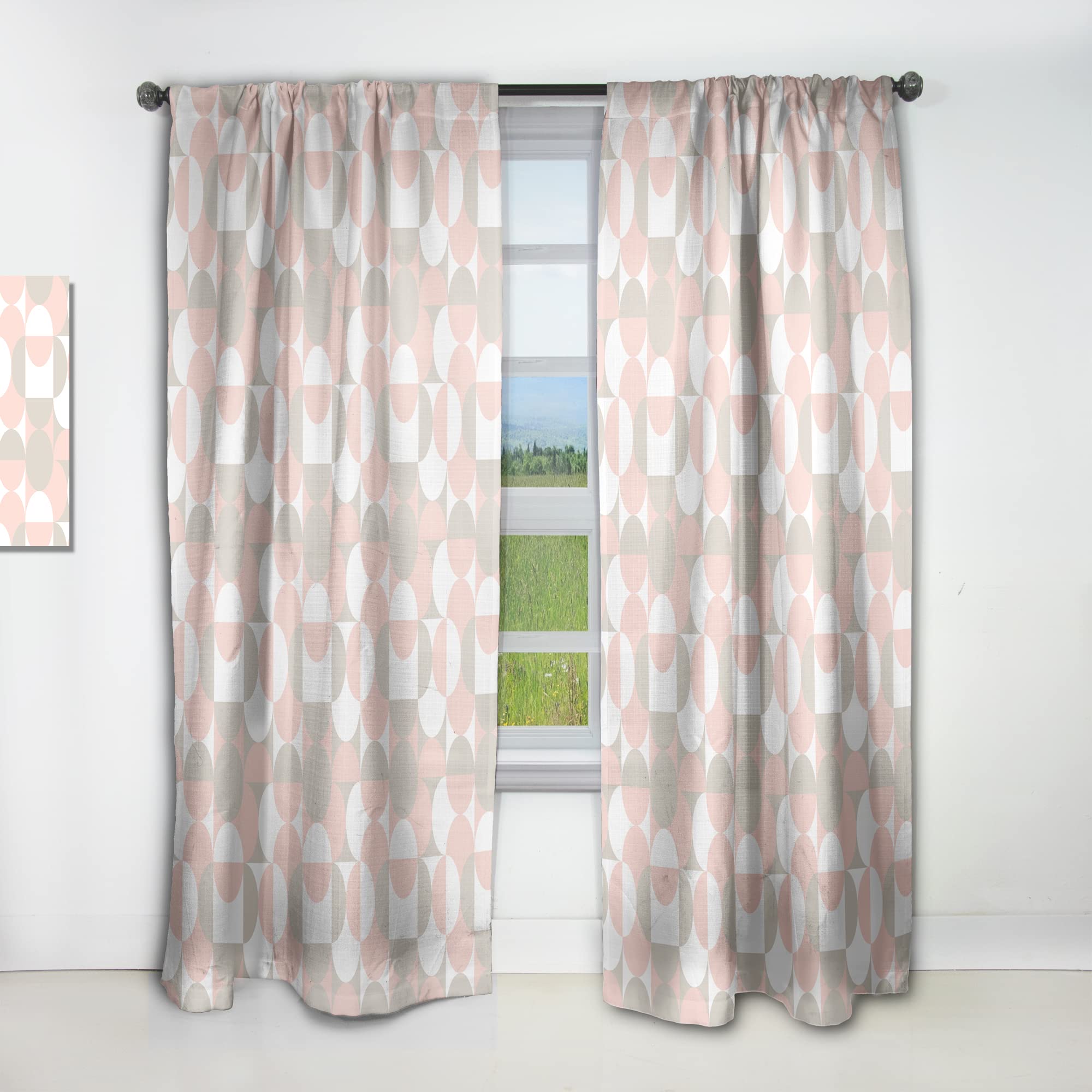 Retro Circular Pattern III Thermal Insulated Curtains - Single Panel 52x84 Inch - Blackout Drapes for Bedroom & Living Room - Perfect for Home Decor and Light Control