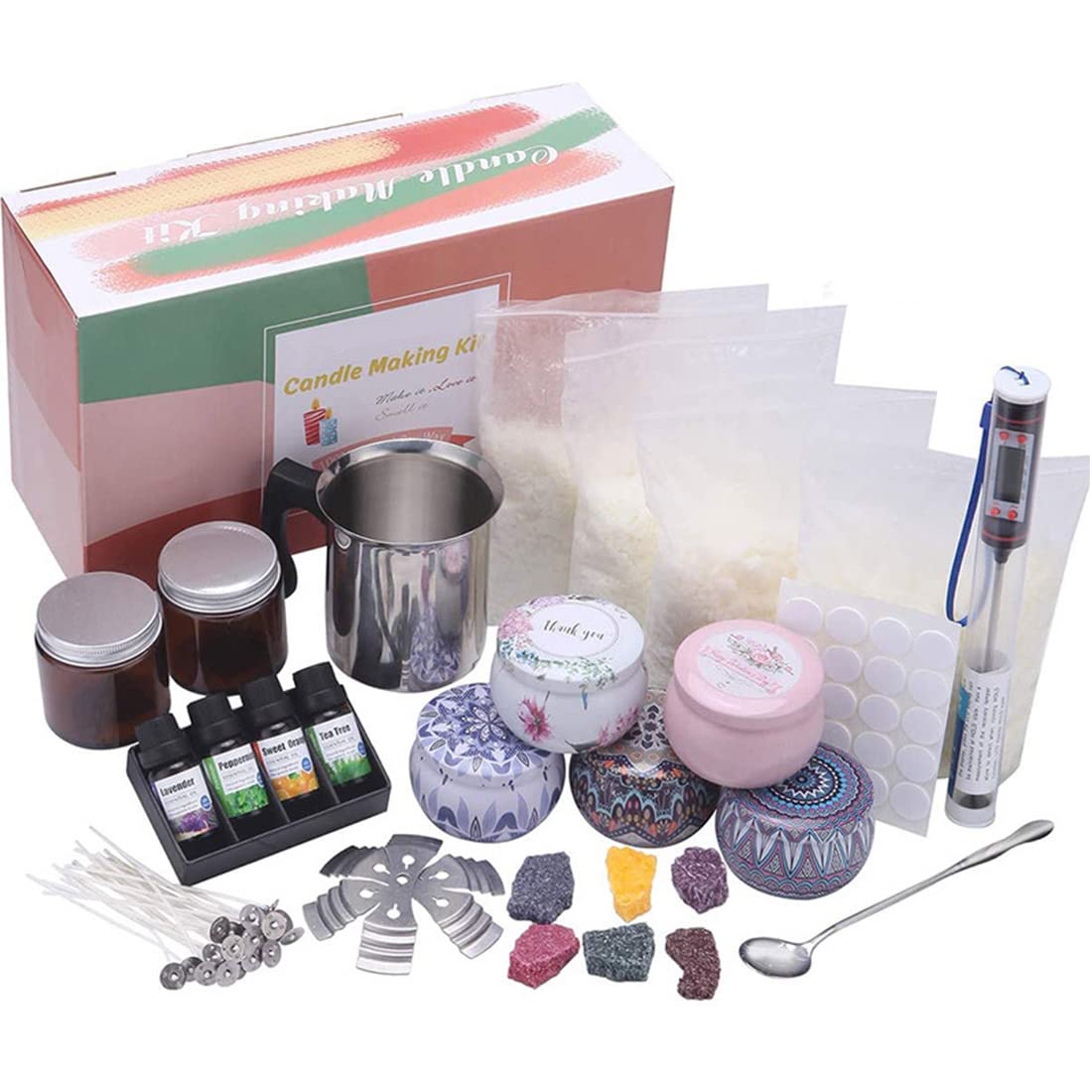 Eco-Friendly Soy Wax Candle Making Kit - Non-Toxic DIY Aromatherapy Candles with Bottle Craft Tools & Colored Wax for Home Decor, Gifts & Relaxation