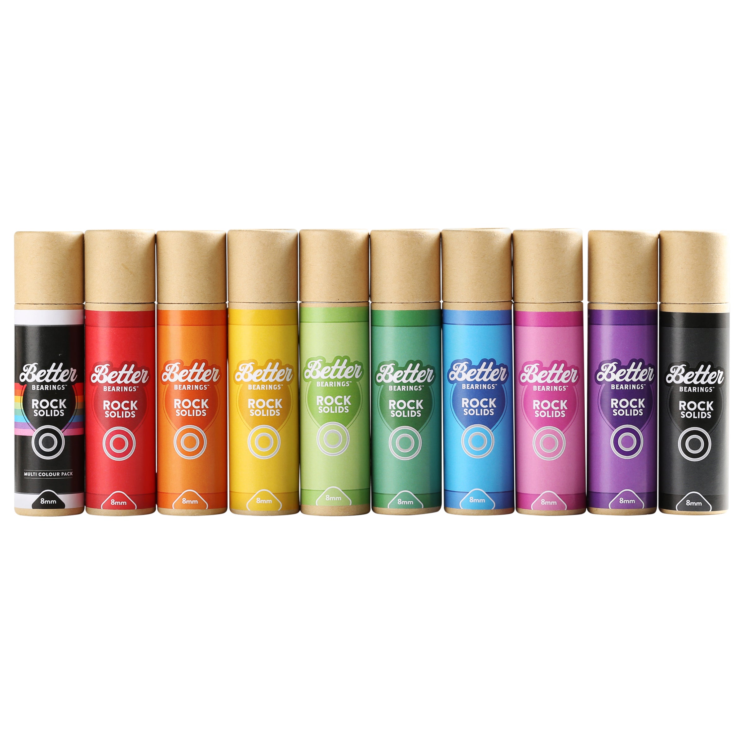 Better Bearings Rock Solids 8mm 16pk - High-Quality Skateboard & Longboard Bearings for Smooth Ride - Perfect for Skating, Cruising & Downhill Racing