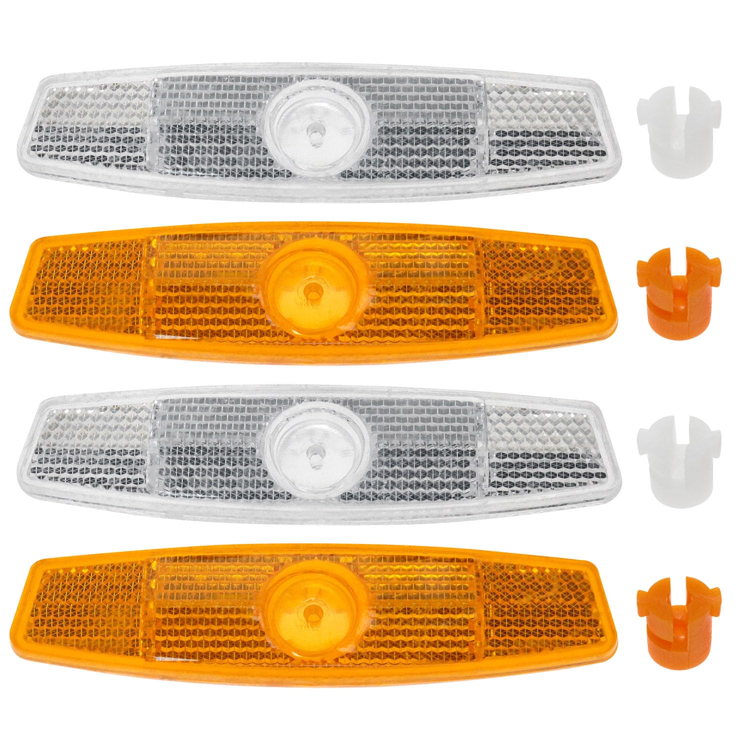 4 Sets Bike Wheel Reflectors - 2 White & 2 Yellow Clip-On Safety Lights for Road & Mountain Bikes | Night Riding Visibility Accessories for Cycling Commuting & Outdoor Adventures