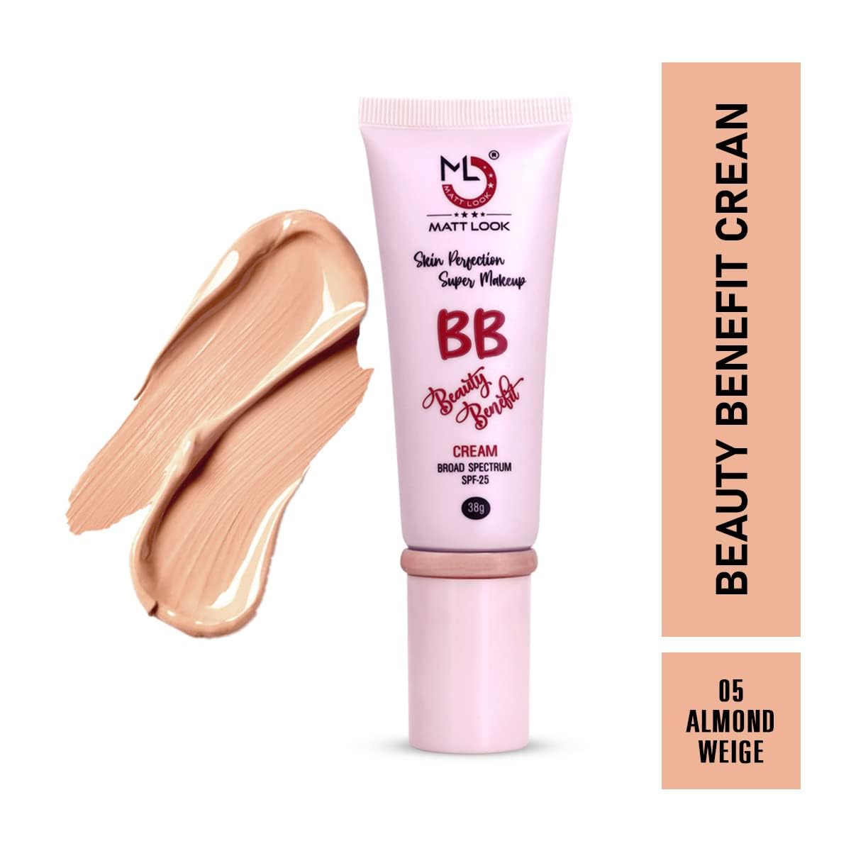 MATT LOOK Skin Perfection BB Super Makeup Cream SPF 25 - Oil Free, Lightweight, Blemish Cover & Pore Minimizing Facial Moisturizer - Deep Hydration - Almond Beige (1.34oz) | Perfect for Daily Wear, Sun Protection & Flawless Makeup Base