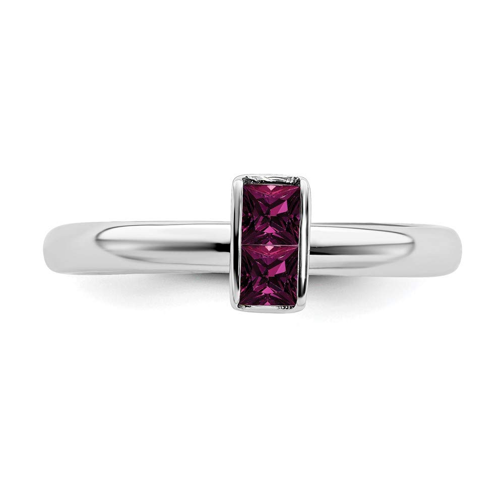 Black Sterling Silver Rhodolite Garnet Stackable Ring for Women