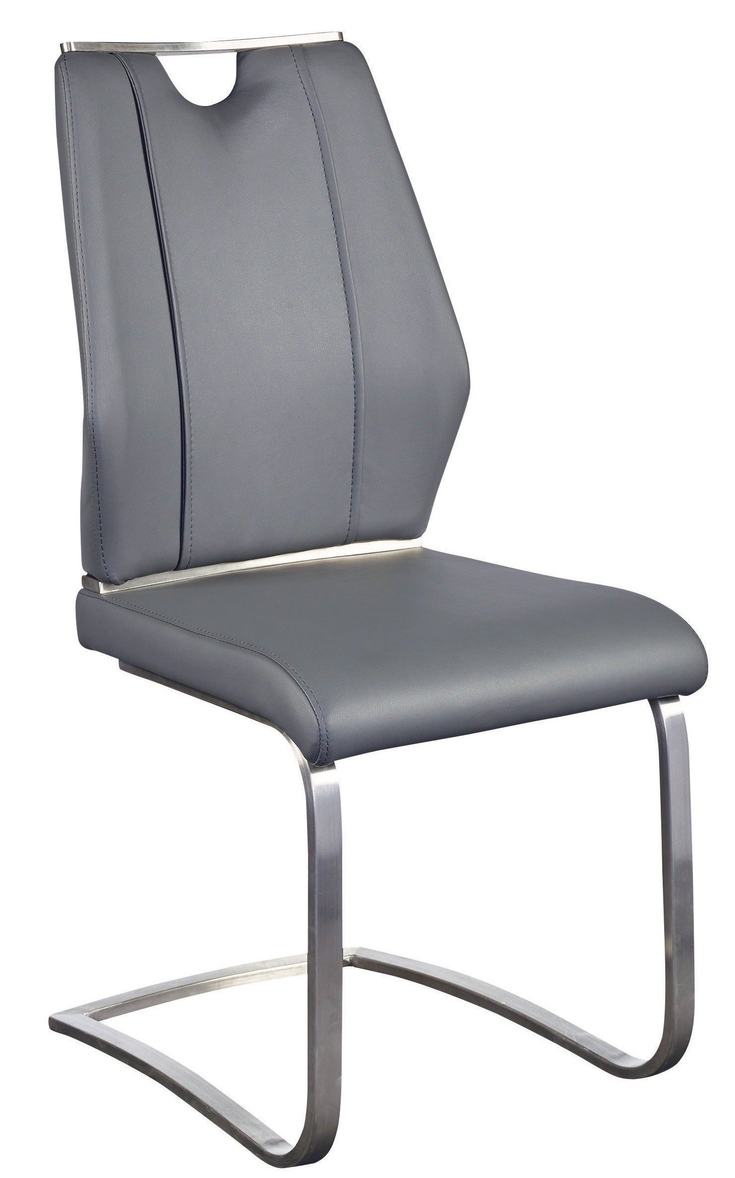 Lexington Side Leather Chair in Brushed Stainless Steel - Set of 2 Modern Dining Chairs for Home & Office | Perfect for Dining Rooms, Conference Tables & Lounge Areas