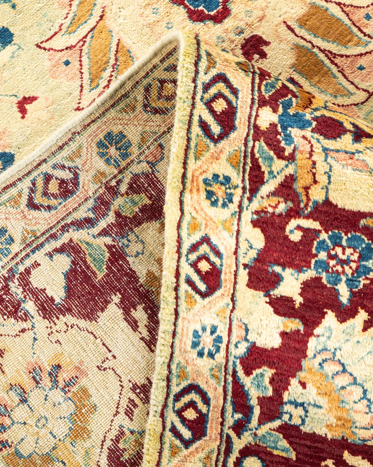 Handmade Wool Traditional Oriental Mogul Green 6x9 Area Rug - One of a Kind Hand Knotted Solo Rugs for Living Room, Bedroom & Home Decor