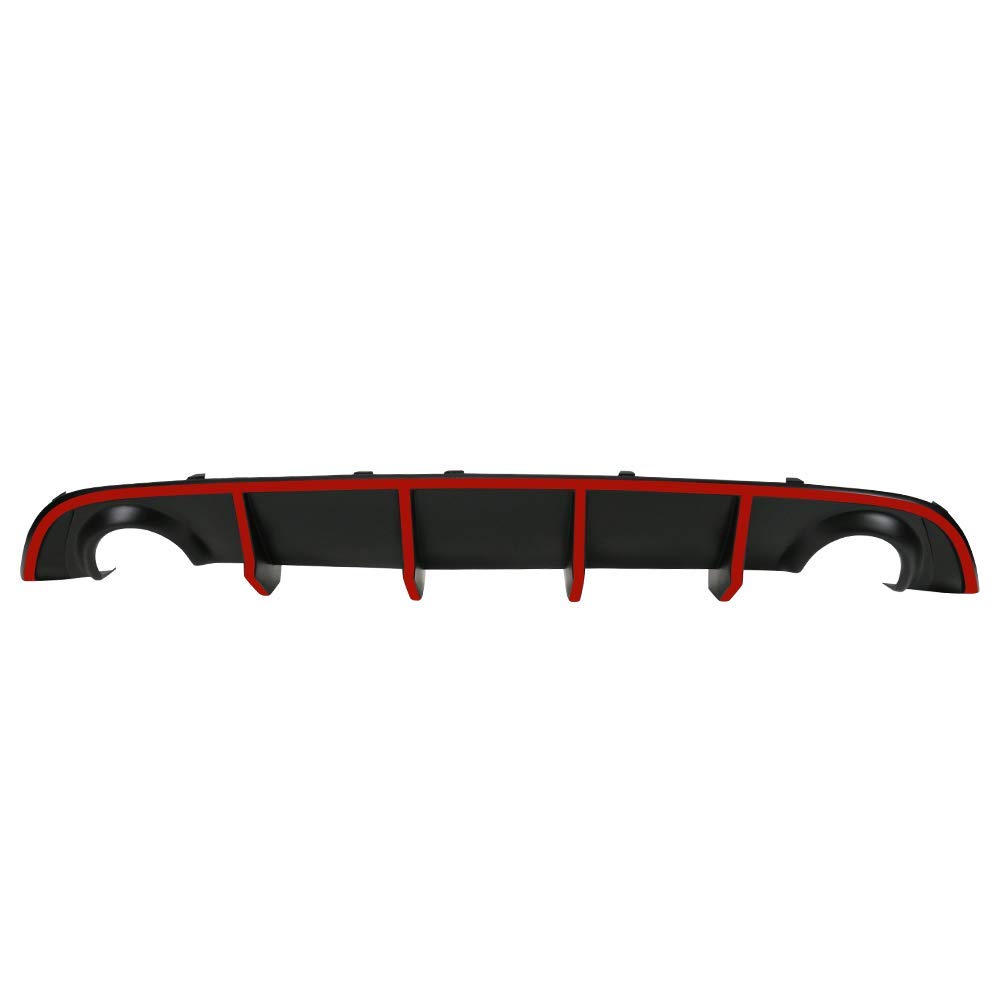 IKON MOTORSPORTS V2 Style Rear Diffuser with Red Reflective Tape - Compatible With 2015-2023 Dodge Charger SRT | Aggressive Styling Upgrade for Street Racing & Car Shows