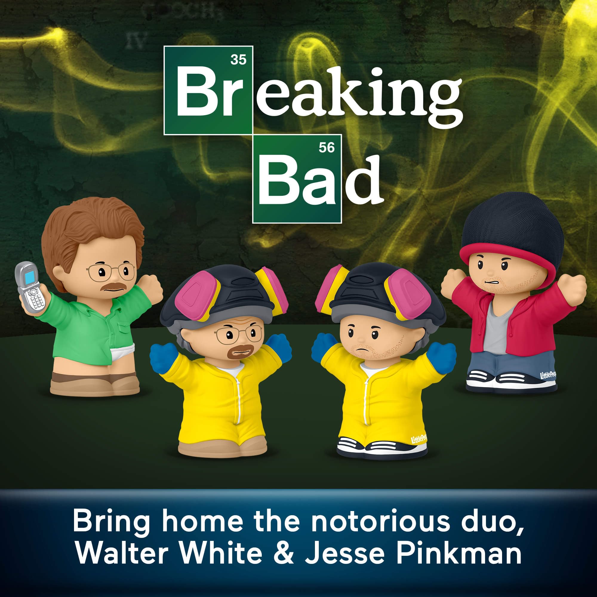 Breaking Bad TV Show Little People Collector's Edition Figure Set - Walter White & Jesse Pinkman Action Figures in Display Box for Adults & Fans - Perfect for Home Decor, Office Display & Gifts