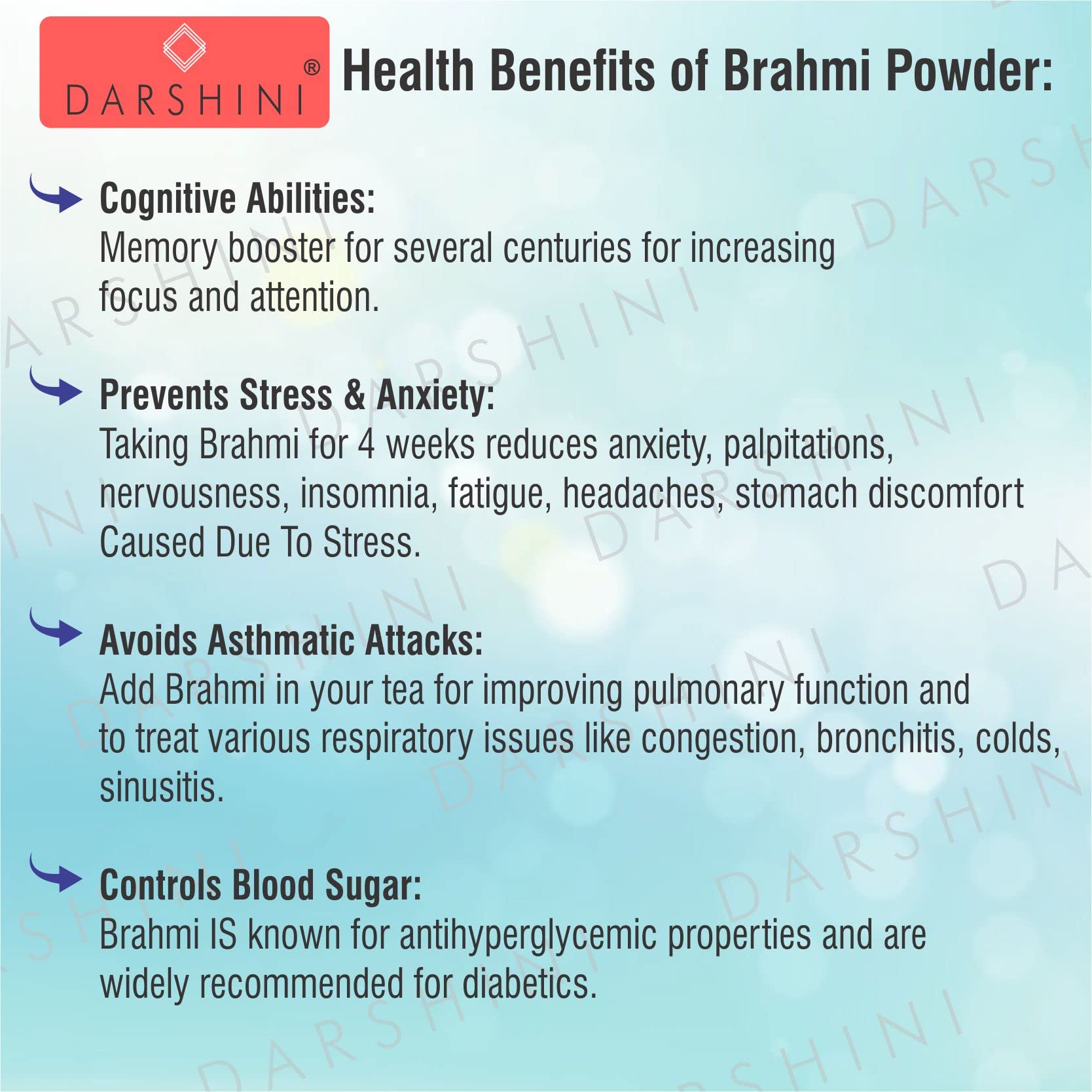 Darshini Brahmi Powder (Bacopa Monnieri Powder) 200g - Natural Hair Cleanser & Skin Care Supplement for Healthy Hair Growth & Glowing Skin - Perfect for Ayurvedic Beauty Routines & Holistic Wellness