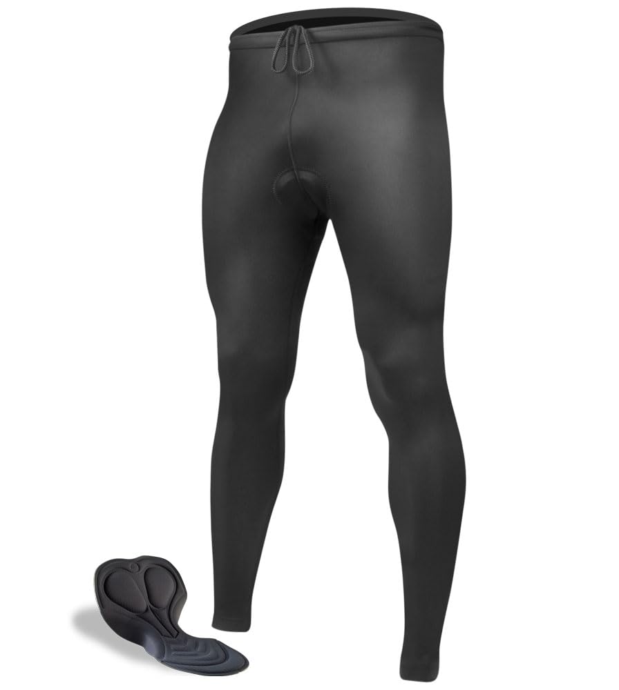 Men's USA Classic Padded Cycling Tights - Black Compression Spandex Bike Shorts | Breathable & Moisture-Wicking | Made in USA | Perfect for Road Biking, Mountain Cycling & Indoor Training