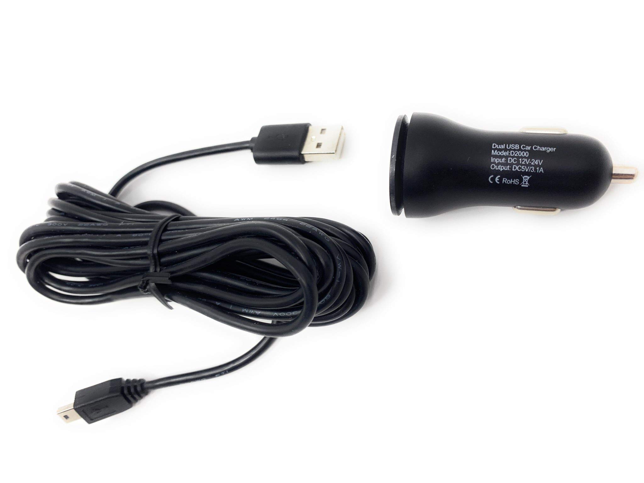 VIOFO Dual USB Car Charger Adapter for Mini-USB Dash Cam - Fast Charging for Dash Cams & Smartphones While Driving