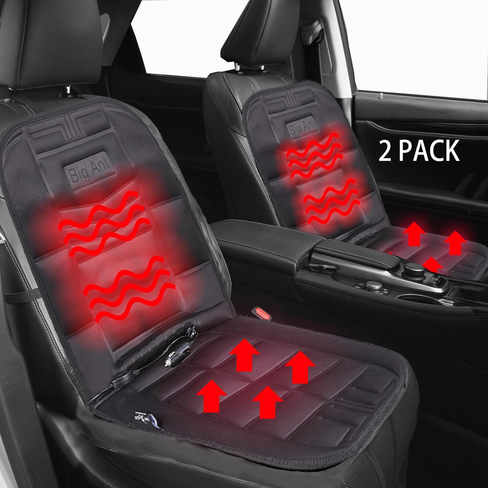 Big Ant Premium Car Seat Cover Set of 2 - Universal Fit Non-Slip Front Seat Covers for Cars, Trucks, Vans & SUVs | Comfortable Seat Cushion Protector for Daily Commute, Road Trips & Family Travel
