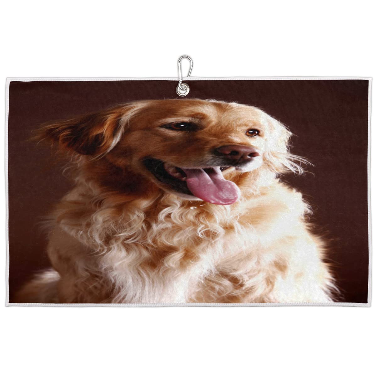 Golden Retriever Golf Towels for Golf Bags - Microfiber Golf Ball Arm Towel with Carabiner Clip - Perfect Golf Accessories & Gifts for Men & Women - Ideal for Golf Courses, Driving Ranges & Outdoor Sports