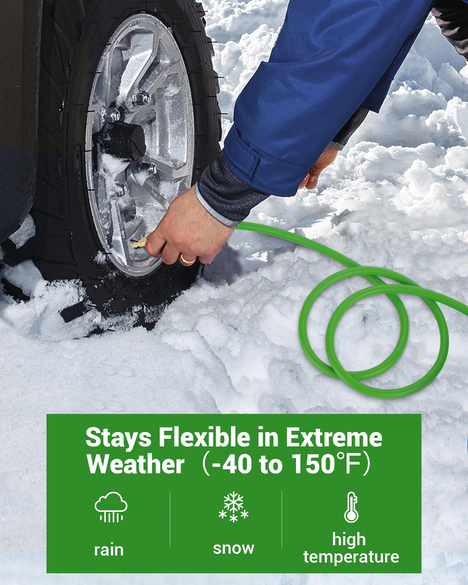**DEWENWILS 3/8 Inch x 50FT Hybrid Air Hose 300 PSI – Heavy Duty Air Compressor Hose with 1/4