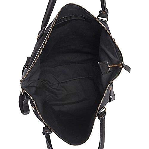 Premium Sharo Leather Tote Bag - Large Genuine Leather & Canvas Handbag for Women (Black) - Perfect for Work, Travel & Everyday Use