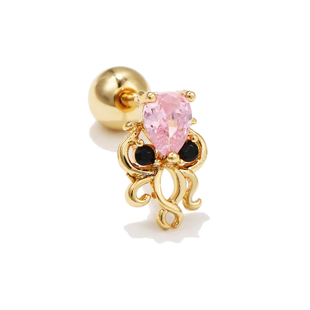20G Frog & Octopus Barbell Cartilage Stud - Surgical Steel Body Jewelry for Ear Piercing | EGD0318 | Perfect for Cartilage, Helix, and Tragus Piercings