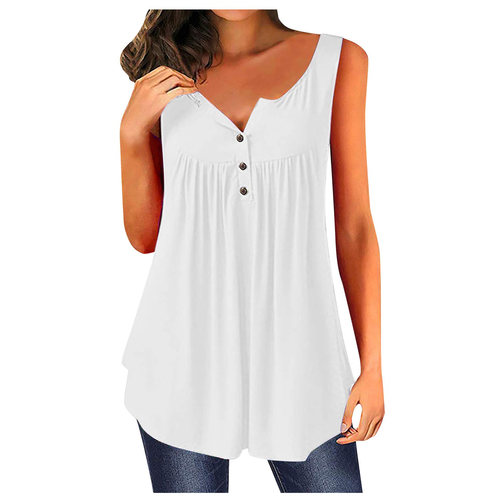 POLLYANNA KEONG Women's Sexy Summer Tops - Sleeveless Solid Color Casual Flowy Tank Tops & Blouses for Beach, Vacation and Everyday Wear