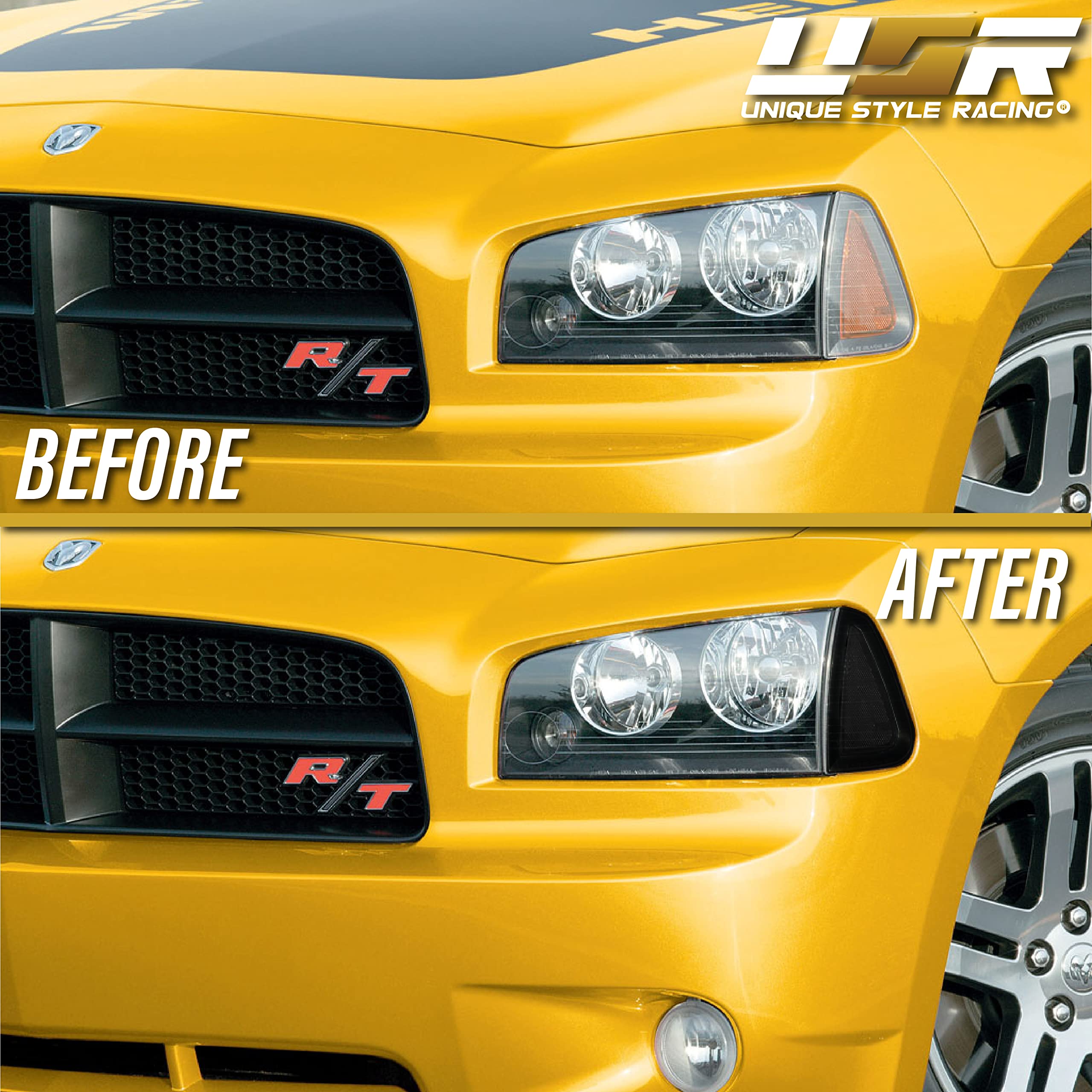 USR DEPO Black/Smoke Turn Signal Lights - Front Corner Lamps Pair (Left & Right) Compatible with 2006-2010 Dodge Charger Sedan | Smoked Lens Design | Easy Installation | Enhanced Visibility & Style for Night Driving & Custom Car Mods