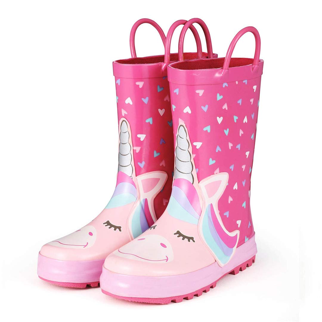 Cute Unicorn Printed Kids Rain Boots for Girls - Waterproof Rubber Boots for Outdoor Play, Puddle Jumping & Rainy Day Adventures