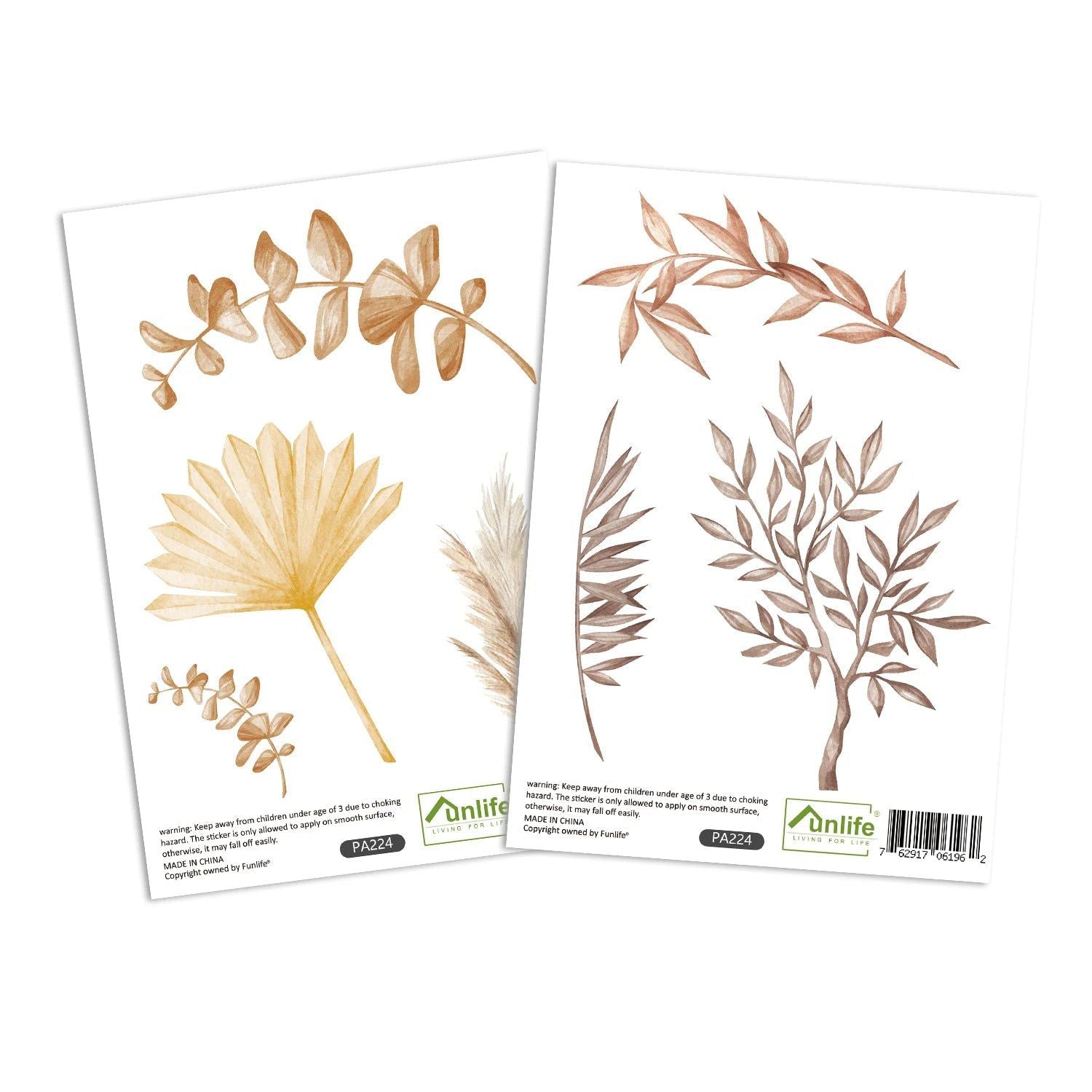 Boho Creative Leaves Wall Sticker - Self-Adhesive Nursery Wall Decals for Kids Room Decor, Baby Girl & Boy Bedroom, Playroom, Classroom - Easy Peel & Stick Design for Home Decorating