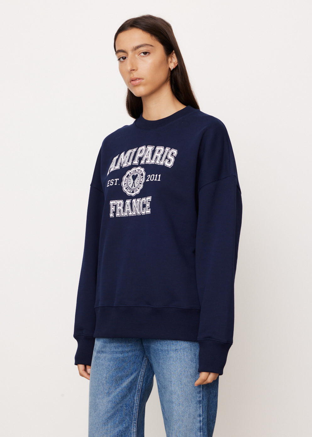 Ami Paris Women's Crewneck Sweater - Soft Cotton Knit Pullover for Casual Wear & Fall Fashion | Perfect for Everyday Outfits, Office Looks & Weekend Getaways