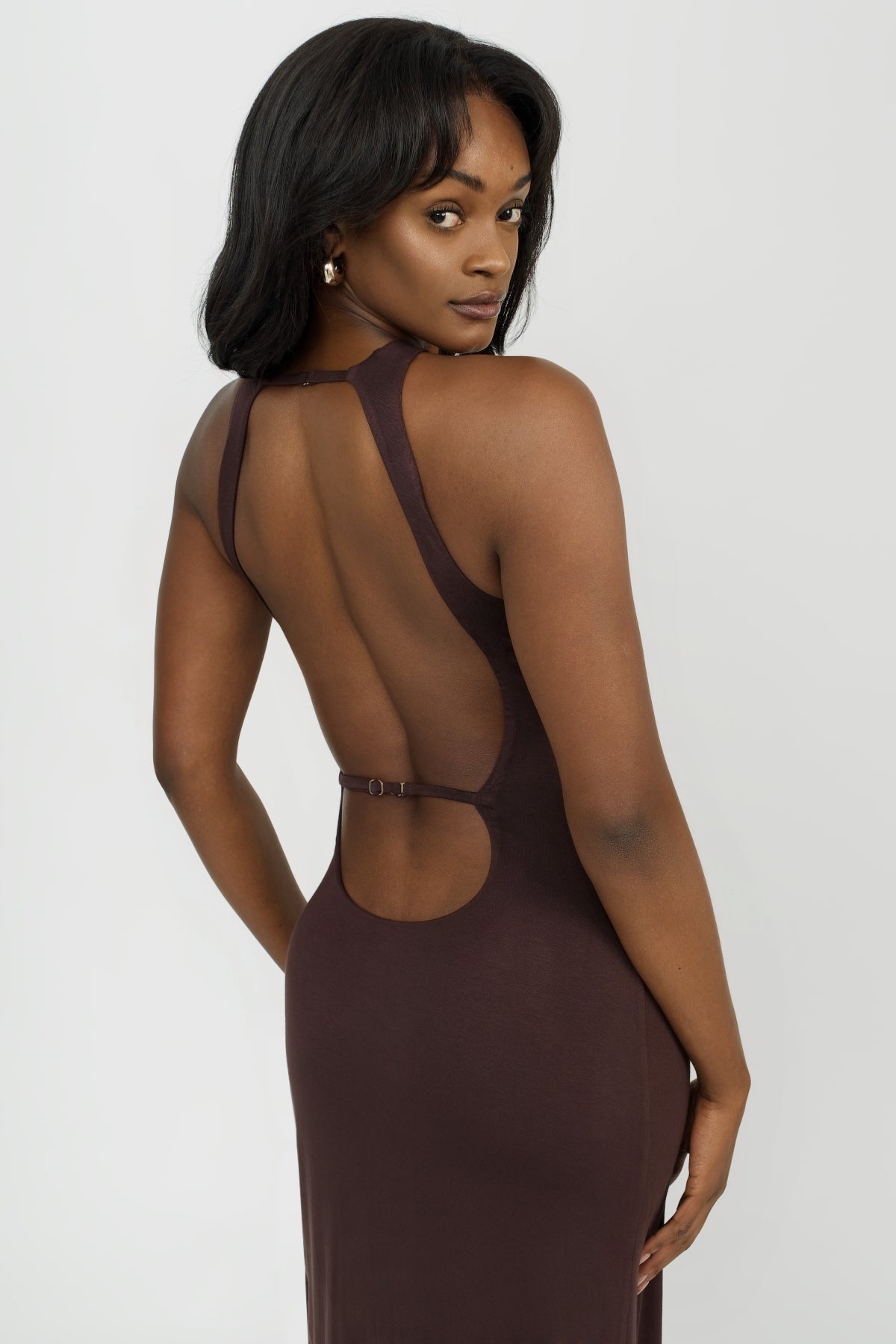 Elegant Capri Maxi Dress in Chocolate Brown - Perfect for Summer Beach Vacations & Casual Outings
