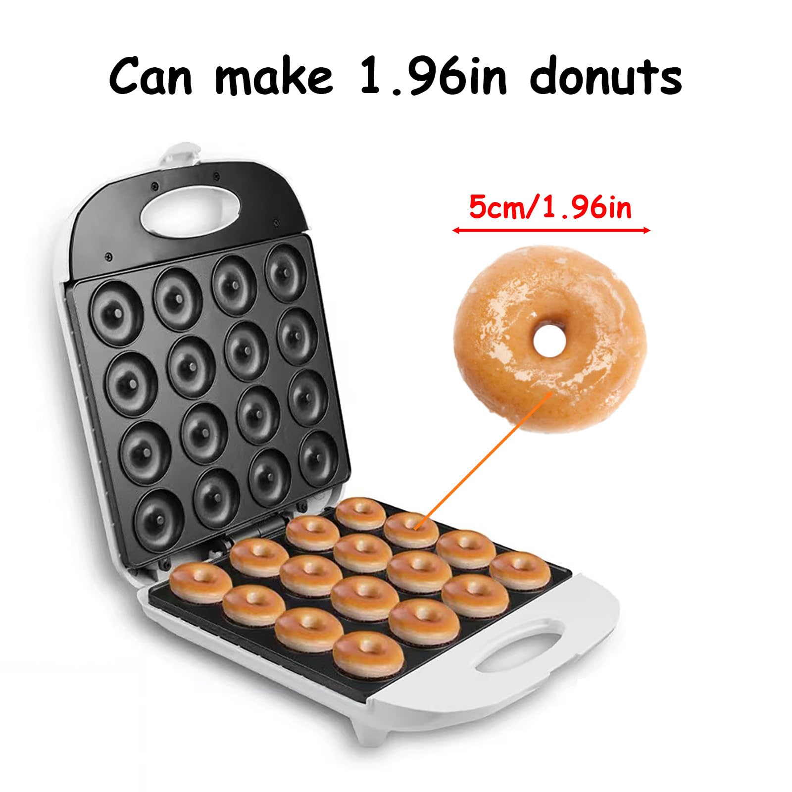 Mini Donut Maker Machine 1400W - 16 Donut Capacity, Dual-Sided Heating, Non-Stick Coating - Perfect for Home Baking, Family Gatherings & Dessert Shops (White) | Make Fresh Donuts for Parties, Breakfast & Snacks