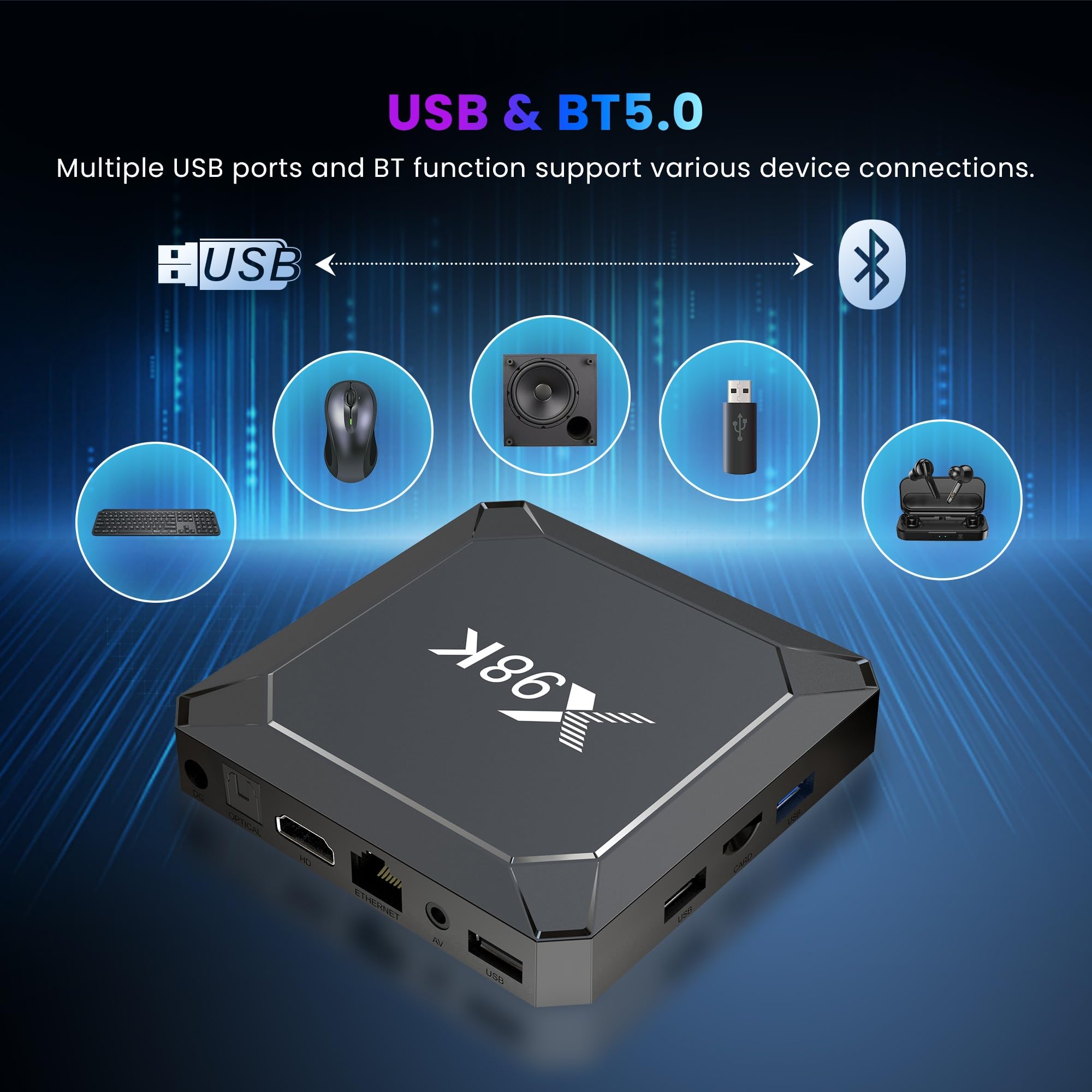 Sidiwen X98K Android 13.0 TV Box - 2GB RAM 16GB ROM, RK3528A Quad-Core Processor, Dual-Band Wi-Fi (2.4G/5G), 8K Ultra HD, Bluetooth 5.0, 100M LAN, USB 3.0, HDR10 Support - Perfect for Streaming, Gaming & Home Entertainment