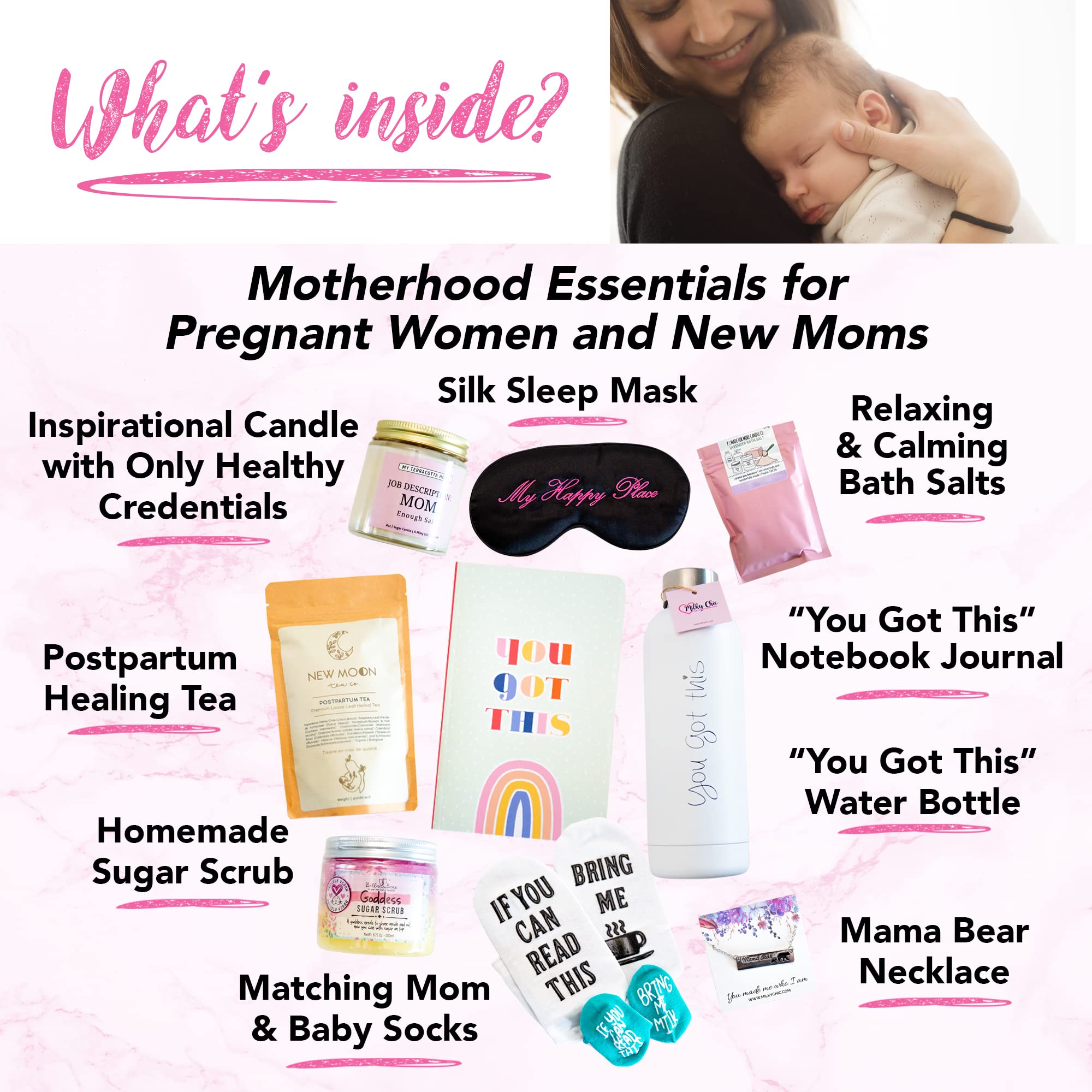 Milky Chic - New Mom Gift Box for First Time Moms | Thoughtful Pregnancy & Motherhood Care Package | Perfect Baby Shower Gift for Expecting Mothers | Ideal for Postpartum Support & Newborn Celebrations