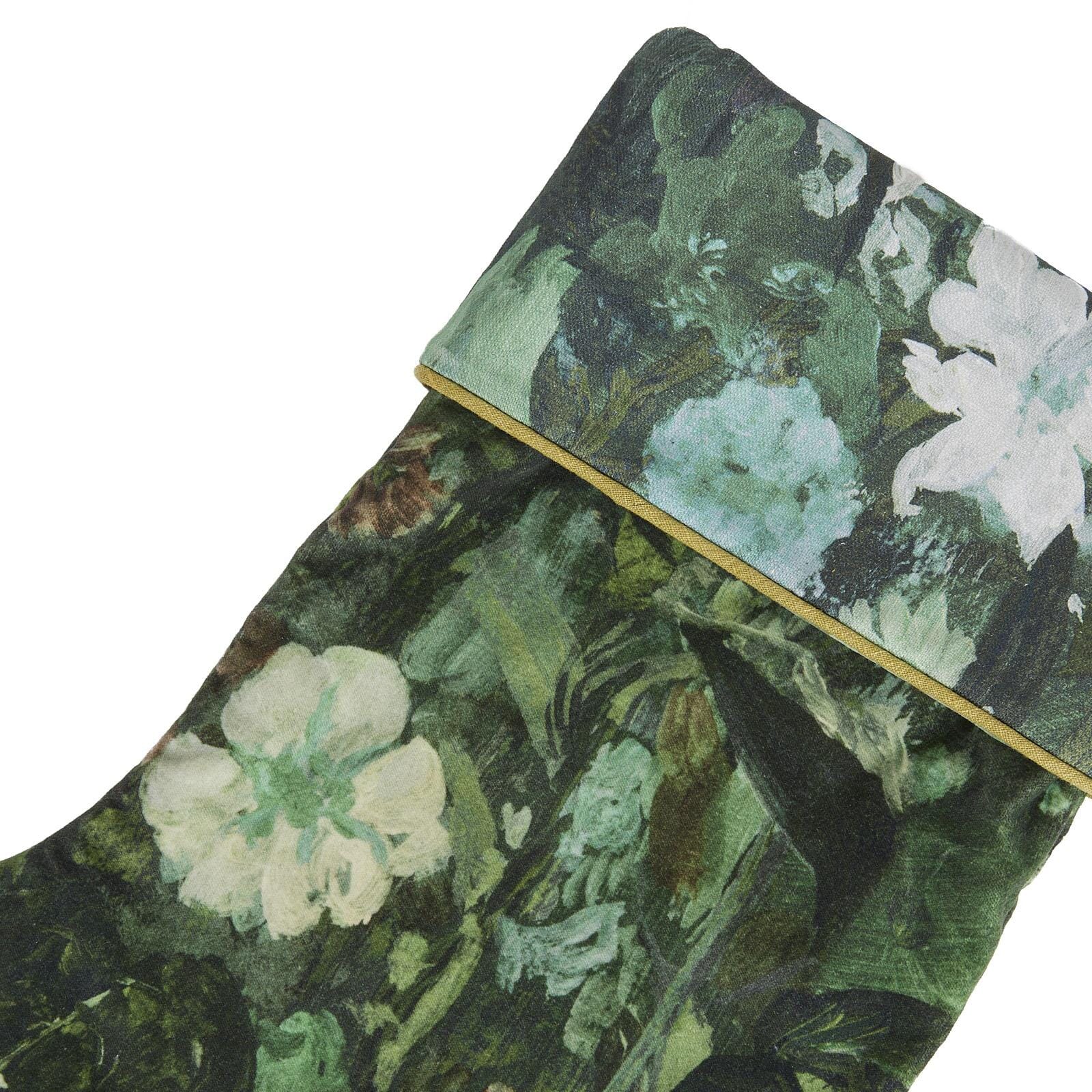 FLORIBUNDA Velvet Stocking - Soft Green Christmas Stockings for Fireplace Decor, Holiday Gift Exchange & Festive Home Decorations