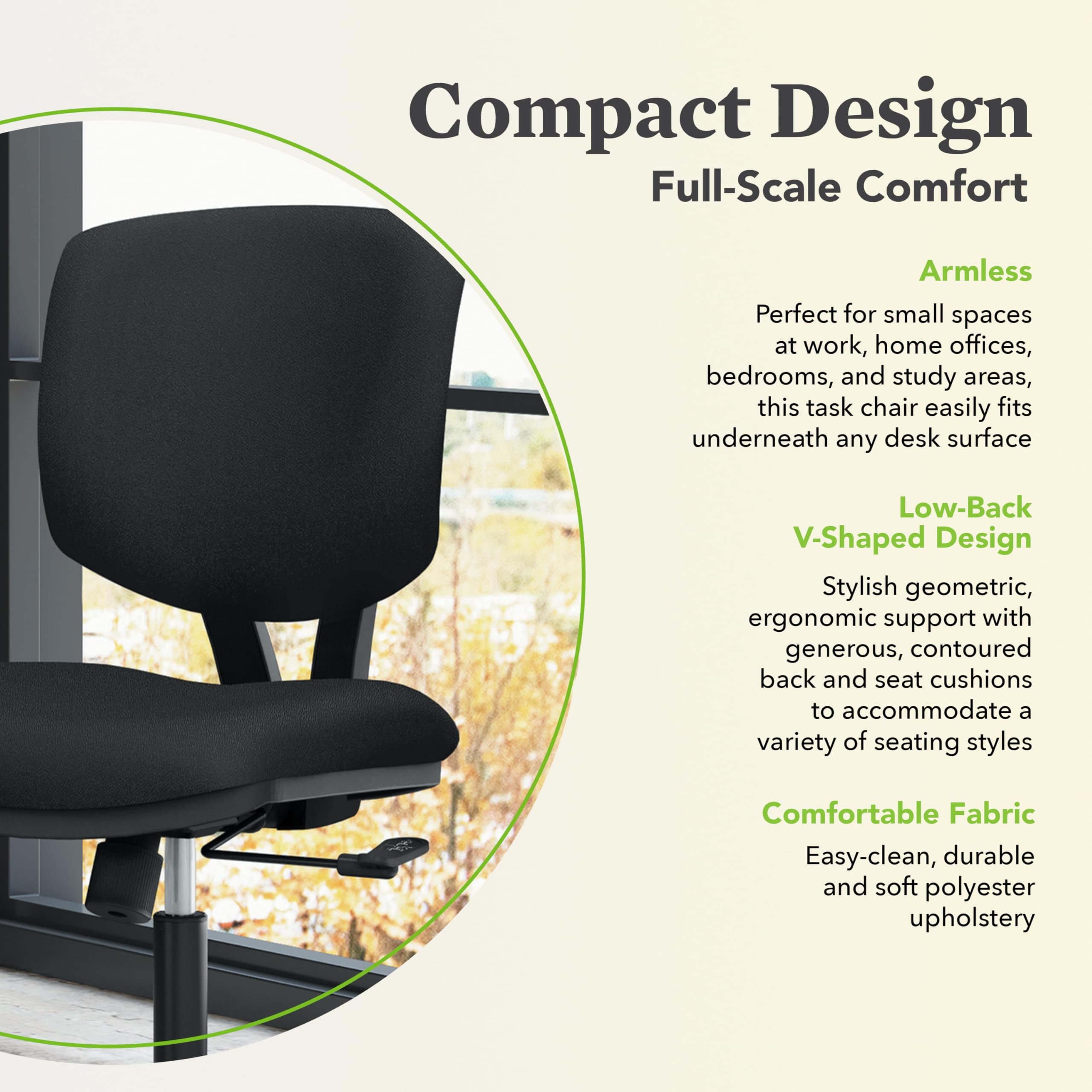 HON Volt Task Chair - Ergonomic Office Desk Chair with Adjustable Height & Lumbar Support, Black (5701) - Perfect for Home Office, Gaming & Workspace Comfort