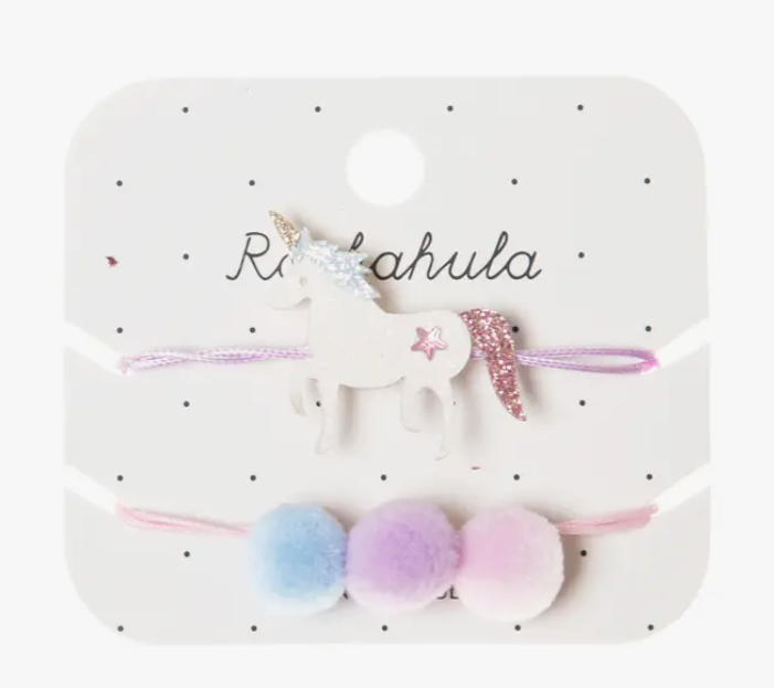 RKH Unicorn Bracelet Set for Women Girls - Sparkly Rainbow Crystal Charm Friendship Jewelry Gift for Birthday Christmas (Best Friend Matching BFF Accessories) - Perfect for Parties, Gifts, and Everyday Wear