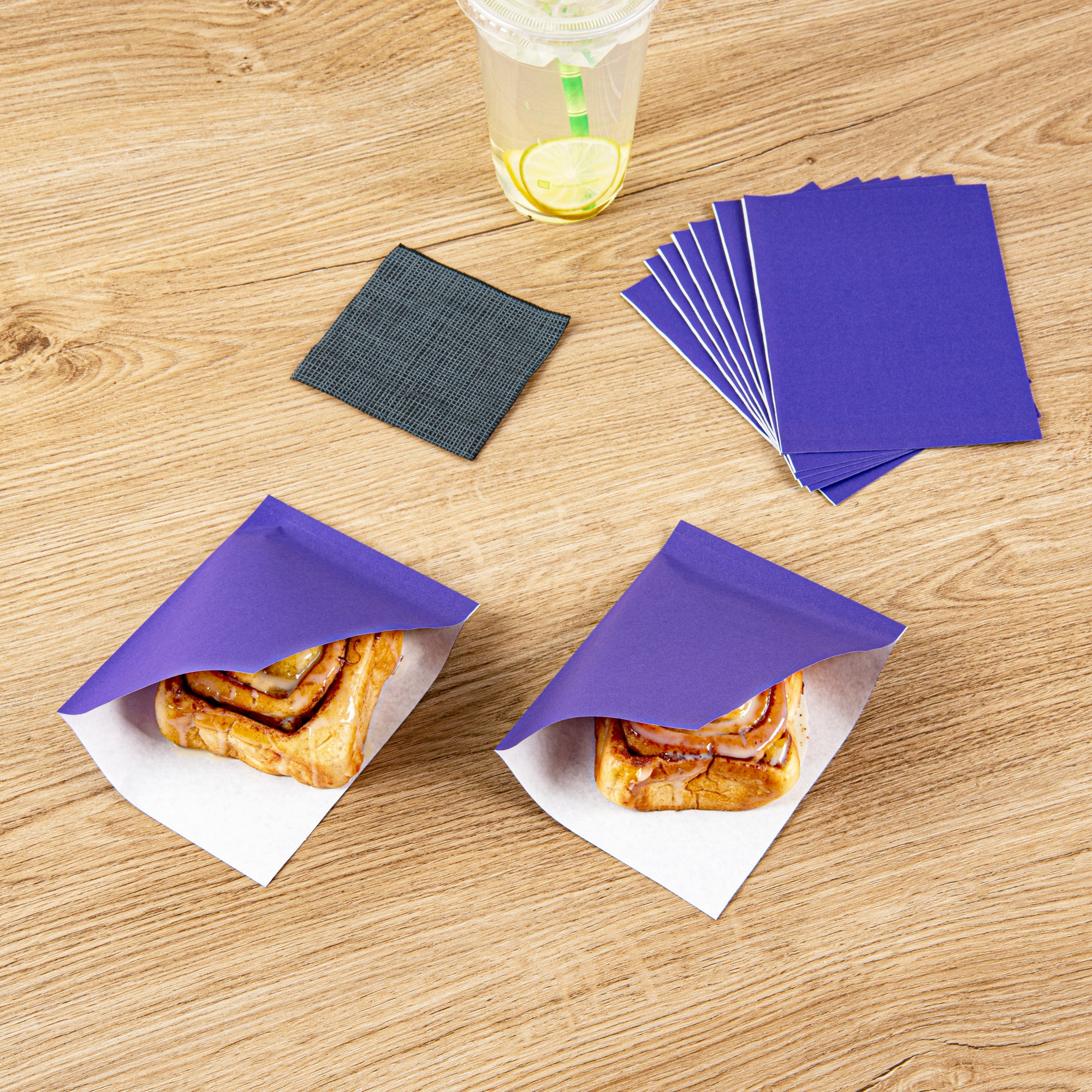 Purple Greaseproof Paper Bags - Small Double Open Food Bags (6.25